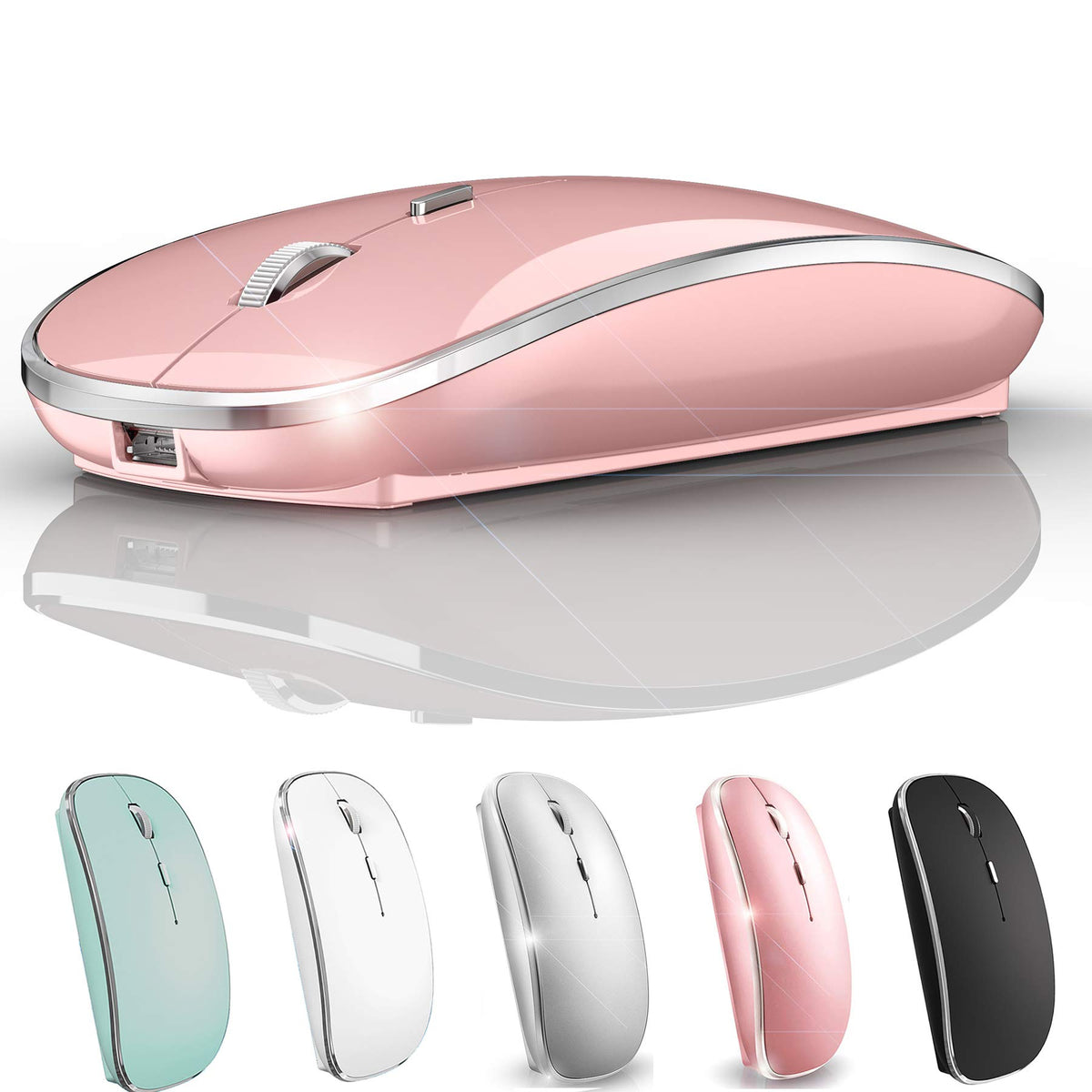 Wireless Mouse For Macbook Pro Macbook Air Mac Imac Desktop Computer Chromebook Win7/8/10 Pc Hp Dell Laptop (Rose Gold)