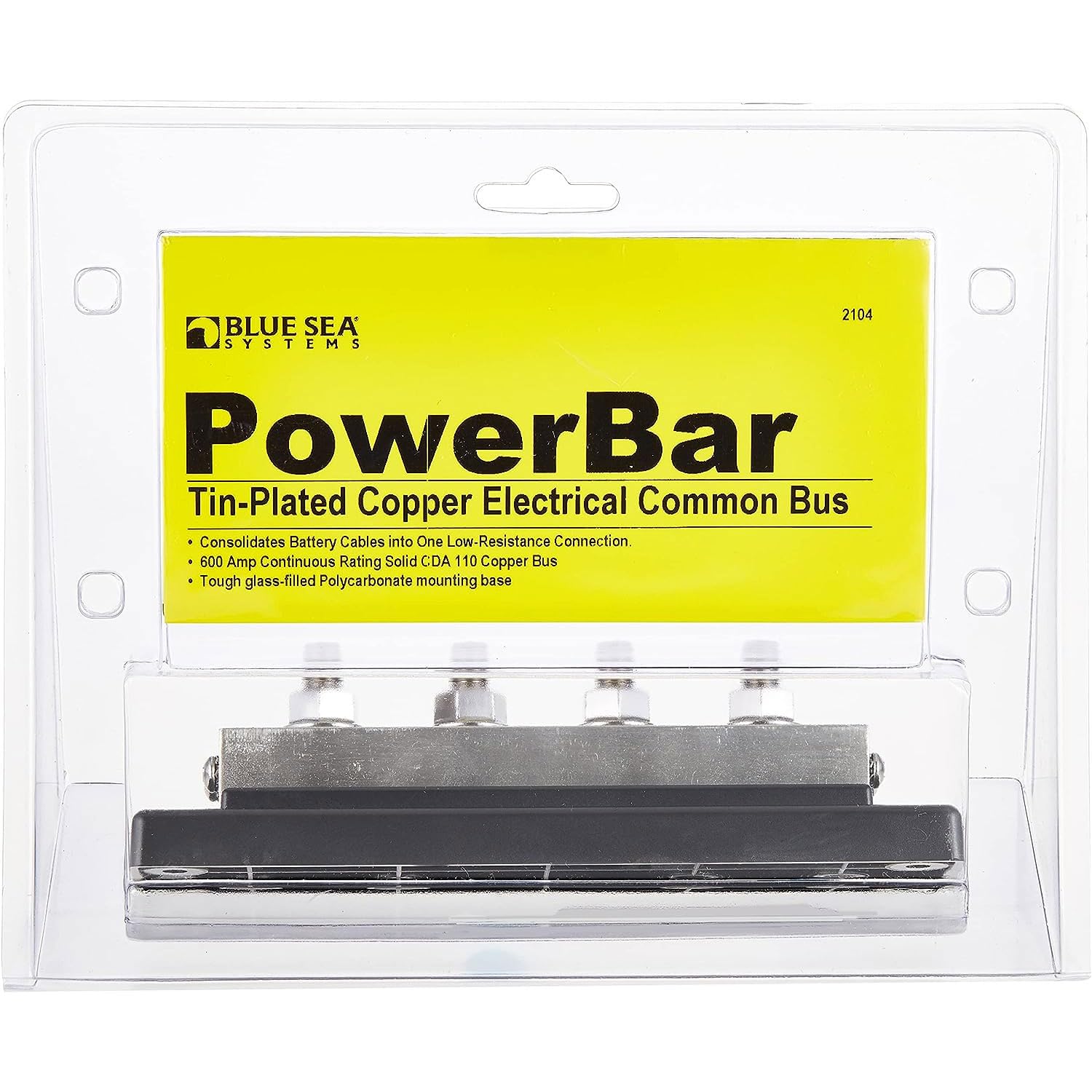 Blue Sea Systems Powerbar 600A Busbar With Four 3/8, Beige (2104)
