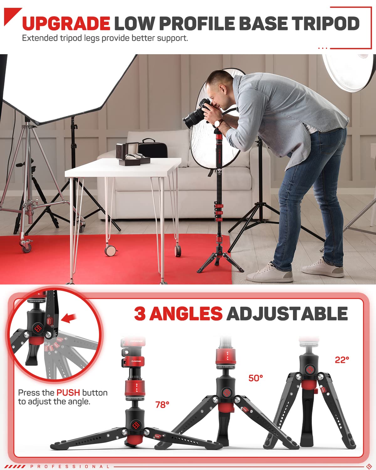 Ifootage 71  Professional Carbon Fiber Monopod For Dslr Cameras, Portable Travel Monopod With Feet, Max Load 17.64 Lbs, Compatib