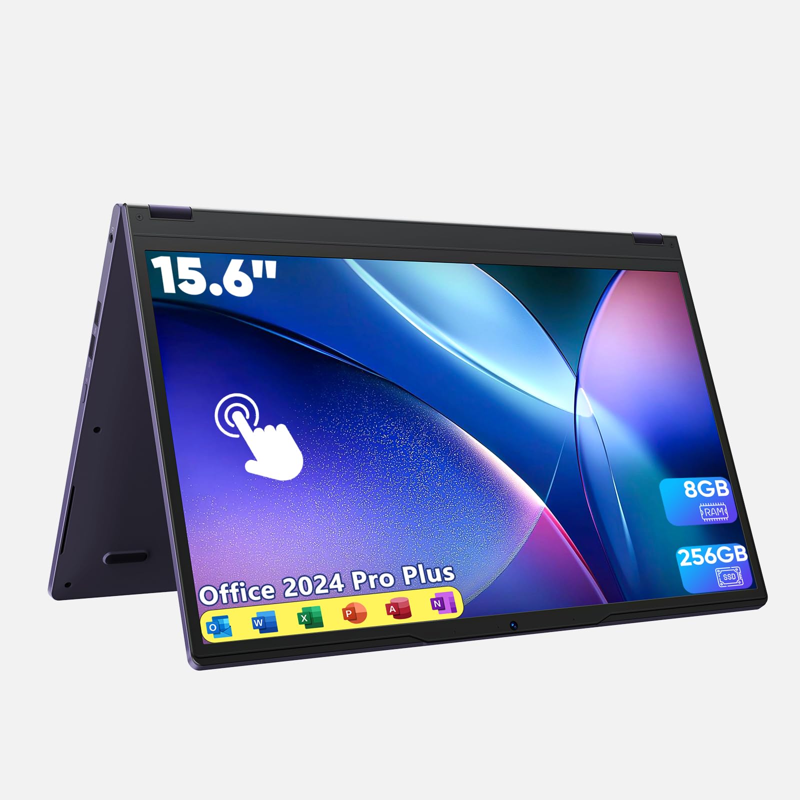 BWPED 15.6 2-in-1 Touchscreen Laptop, 360 Flip Convertible, 16GB RAM 512GB SSD Core m3 8100Y, IPS Full HD Display, Wi-Fi 5 BT5.1
