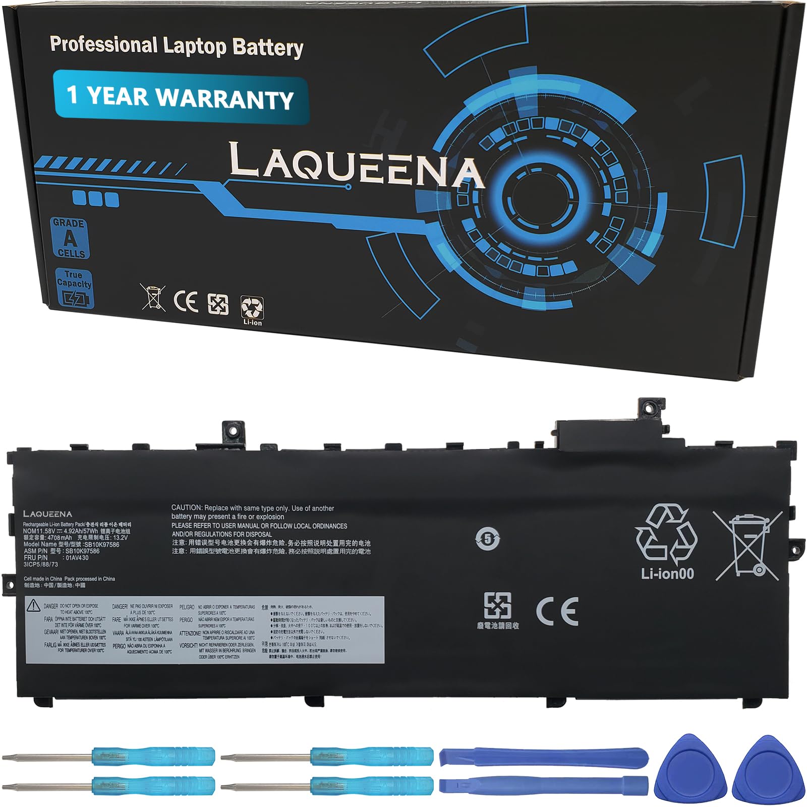 Laqueena Sb10K97586 Laptop Battery Compatible With Lenovo Thinkpad X1 Carbon 5Th Gen (2017)/ X1 Carbon 6Th Gen (2018) Series Sb1