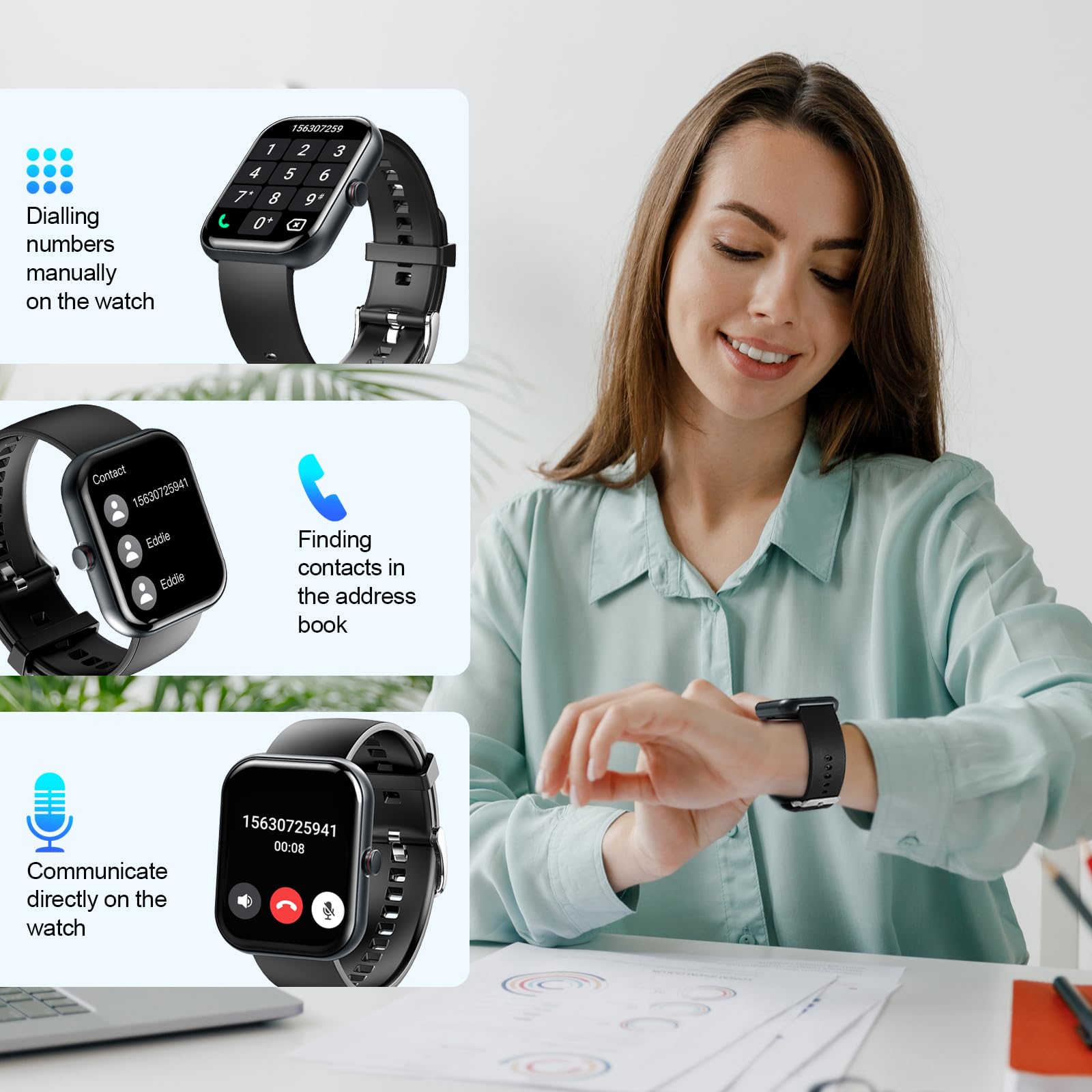 Ganopterygon Smart Watch For Men & Women, 1.91 '' Fitness Tracker With Answer/Make Calls, Ip68 Waterproof, 110+ Sports Modes, He