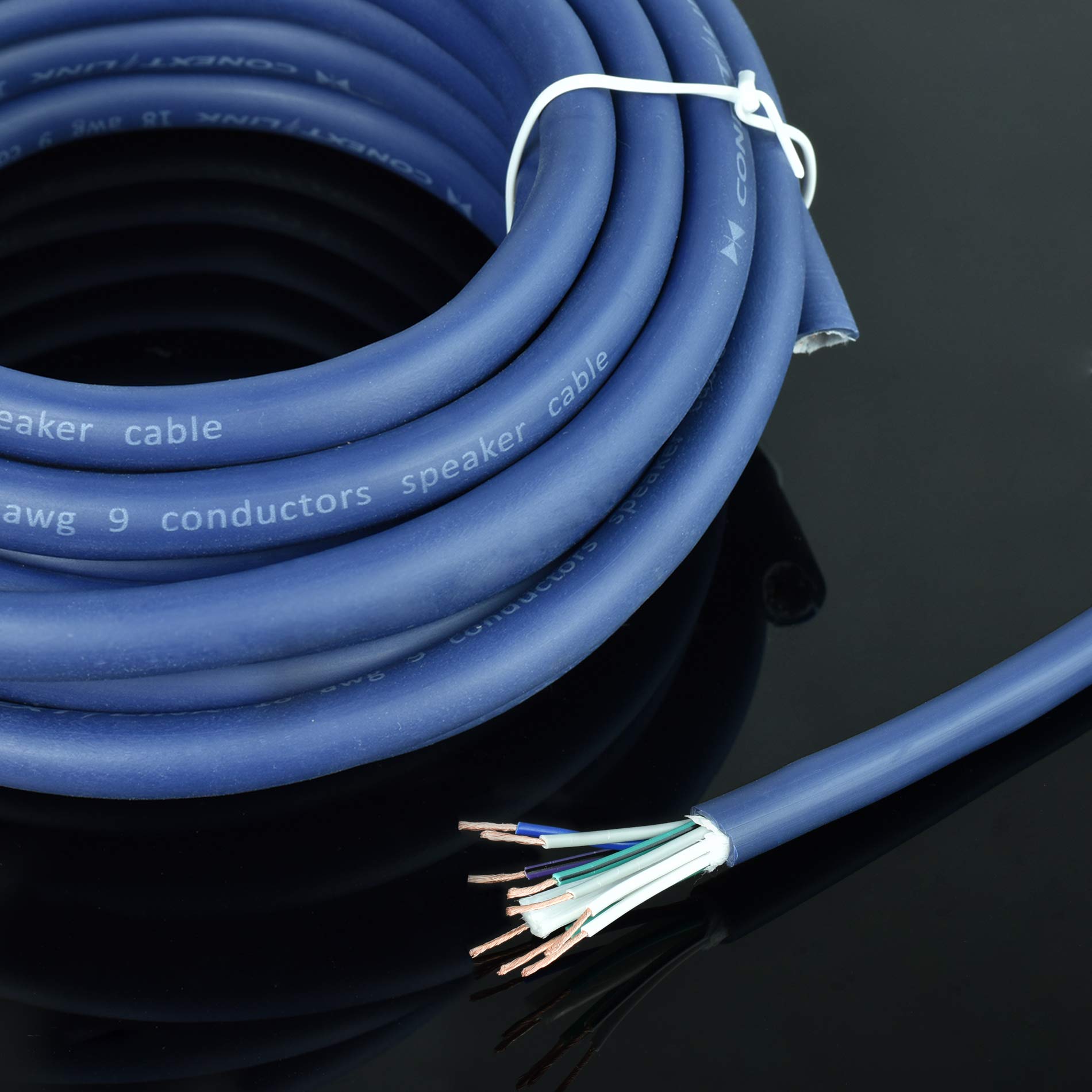 Conext Link Msc918 20 20 Feet 9 Conductors Blue Speed Wire Primary Wire Speaker Cable 18 Awg Gauge Ga 100% Ofc Copper Stranded T