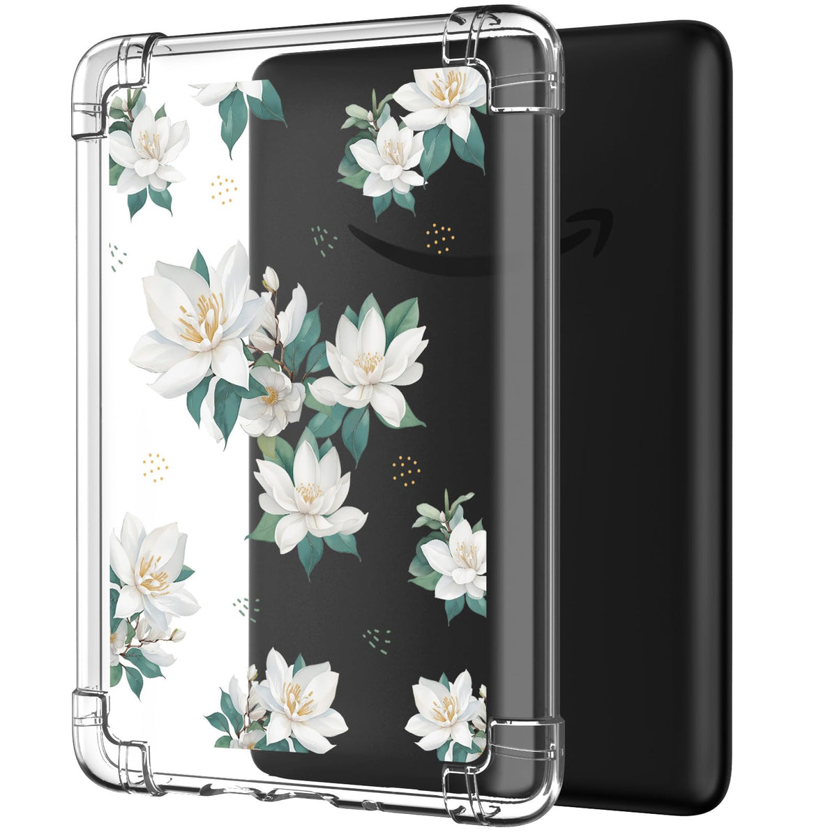 MoKo Case for 6' All New Kindle (11th Generation 2024/2022 Release), Ultra Clear Soft Flexible Transparent TPU Skin Bumper Back Cover Shell, Magnolia