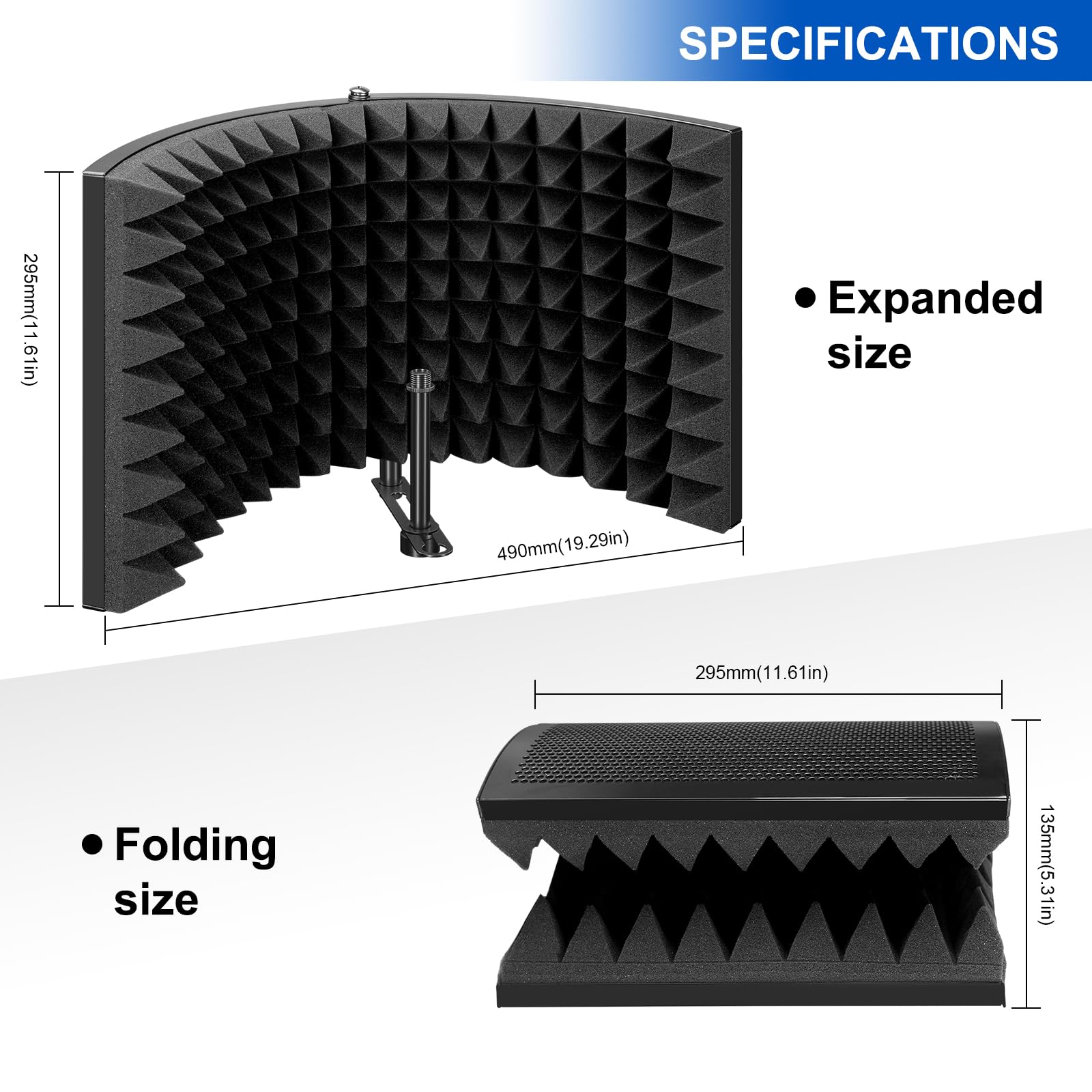 Aokeo Professional Studio Recording Microphone Isolation Shield,Suitable For Blue Yeti And Any Condenser Microphone Recording Eq