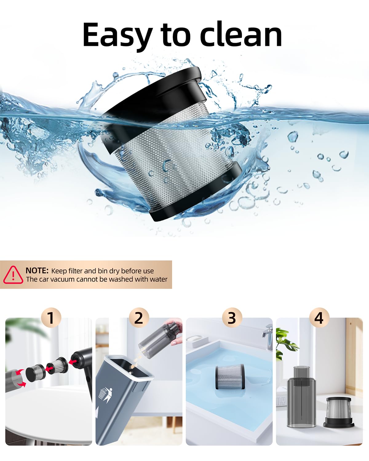 Car Vacuum Portable Cordless 20000Pa Brushless Motor Handheld Vacuum, Rechargeable Lightweight Dust Busters, 4 In 1 Air Duster A