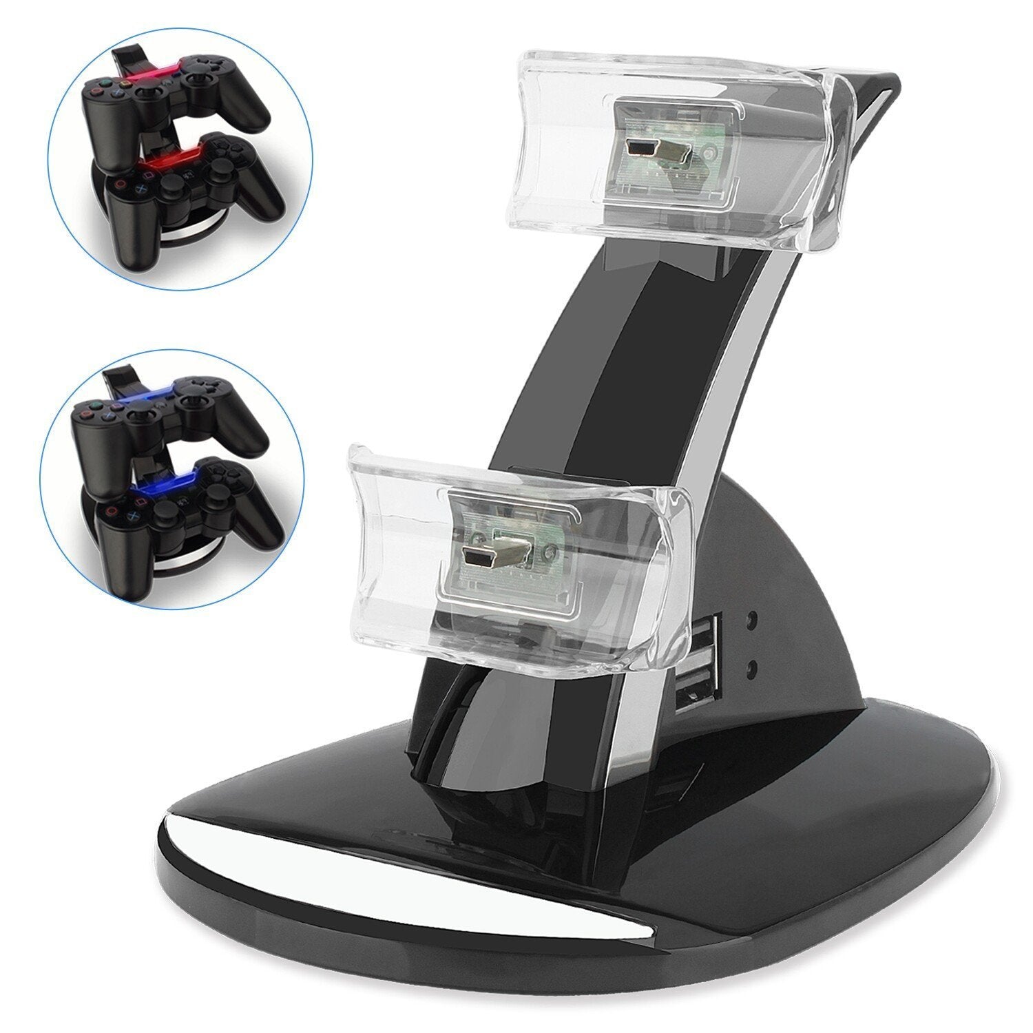 Vseer Ps3 Controller Charger, Dual Console Charger Charging Docking Station Stand For Ps3 With Led Indicators, Black