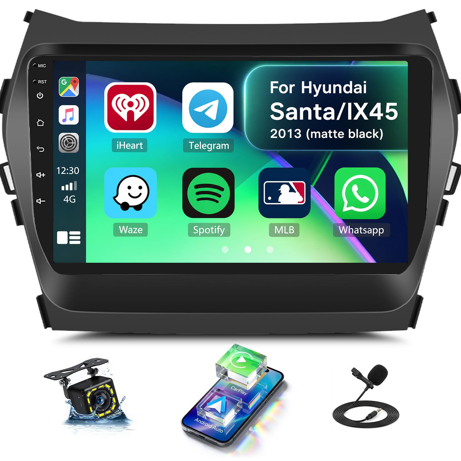 Car Stereo for for Hyundai Santa Fe IX45 20132017 9 Inch Car Radio with Bluetooth FM/RDS Carplay Android Auto Mirror Link SWC B