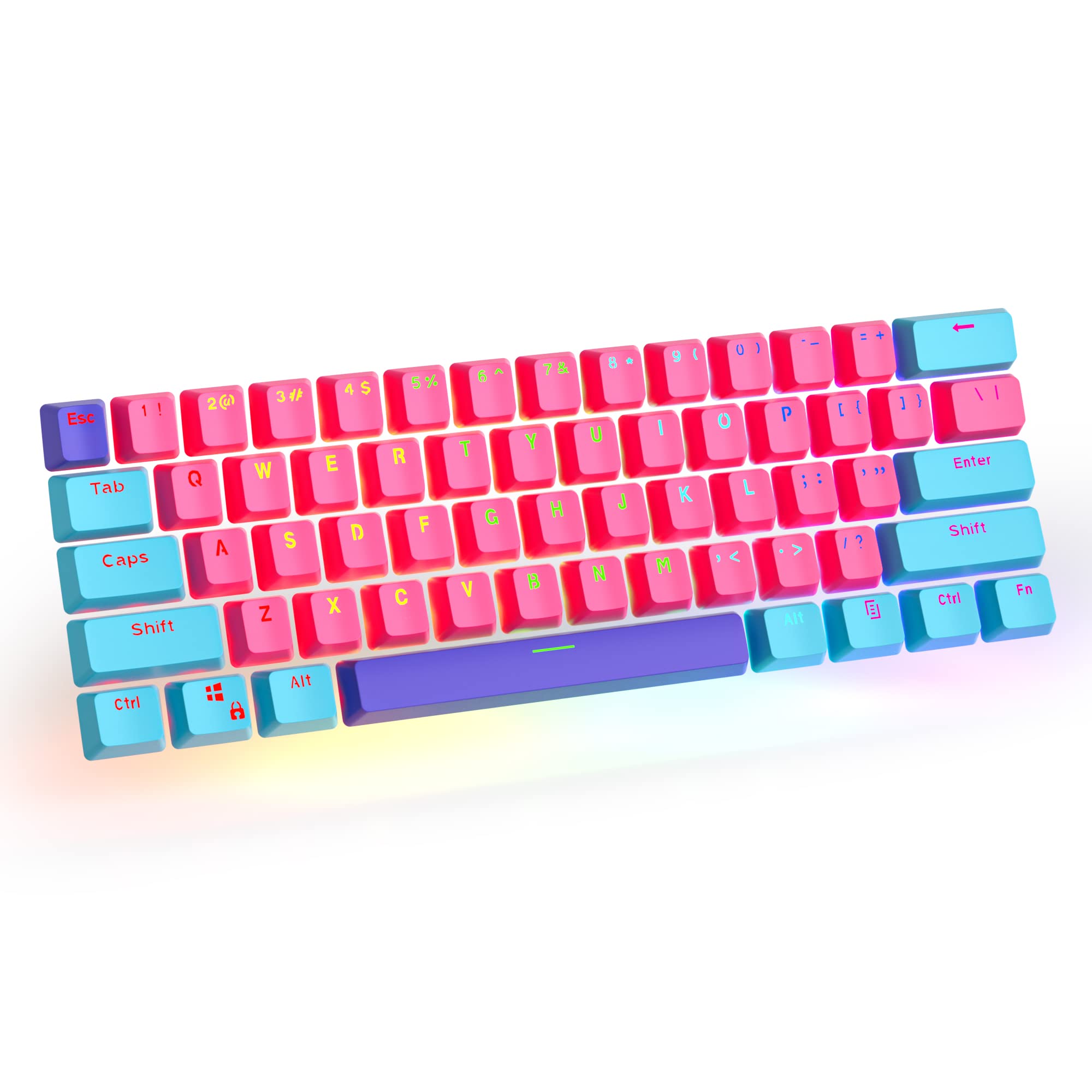 Cjxsp Pbt 61 Keycaps 60 Percent, Gaming Keycaps Oem Profile Backlit Keycap Set For 60 Percent Cherry Mx Mechanical Keyboard ,Onl