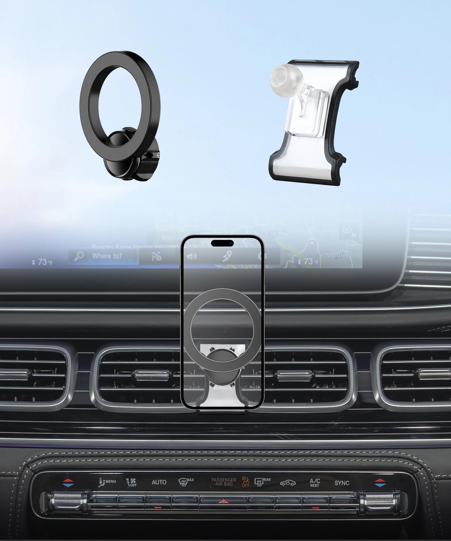 MaserWeller Car Phone Holder for 2020-2025 Mercedes Benz GLE Class GLS Class Accessories, 360 Rotation Phone Mount Compatible wi