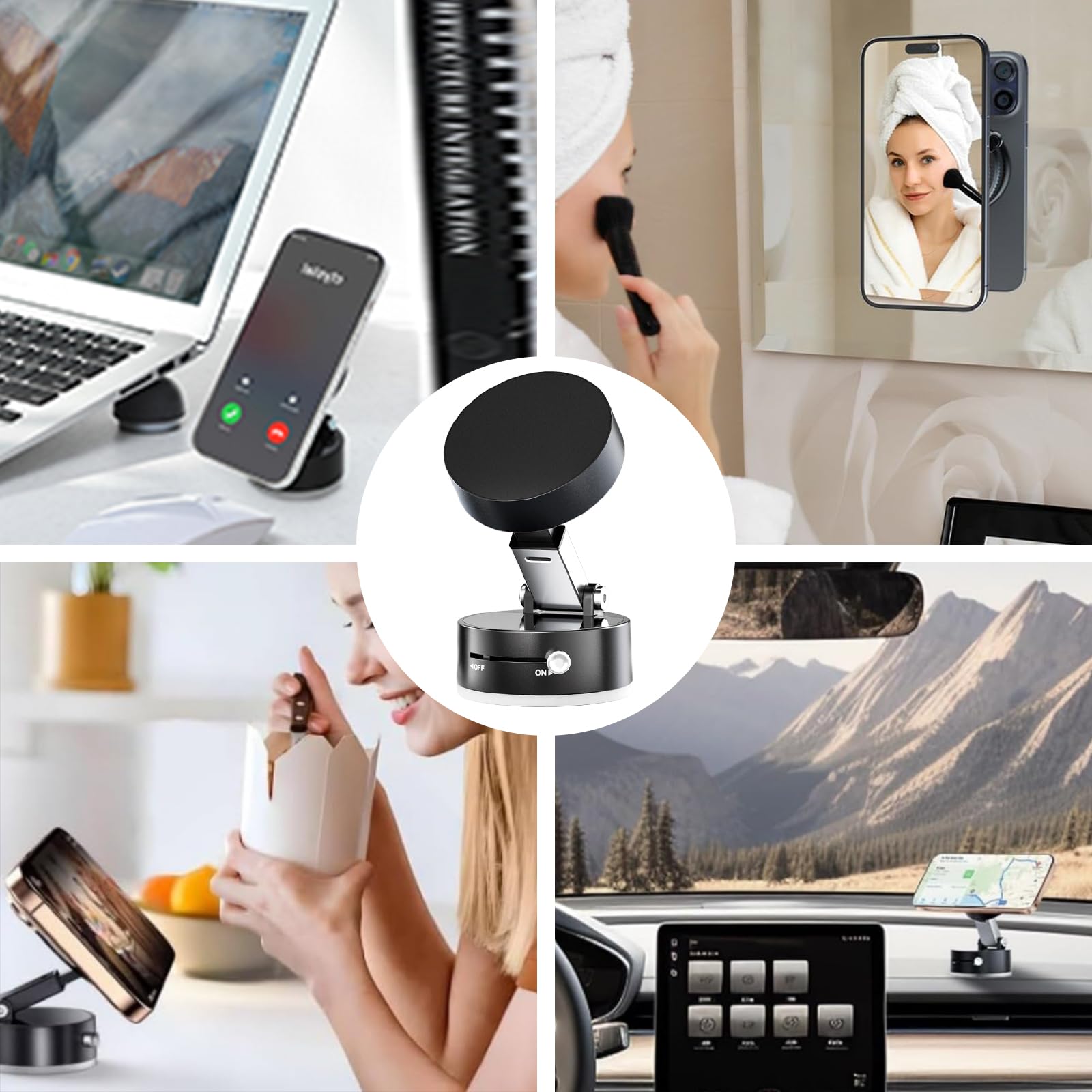 Taeery Magnetic Phone Holder Easy To Operate And Carry Foldable Adjustable Vacuum Magnetic Phone Holder For Car/Bathroom/Gym/Kit