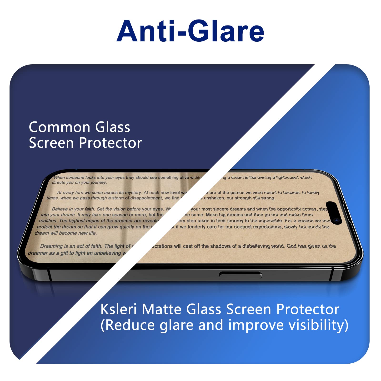 Ksleri 2 Pack Matte Glass Screen Protector For Iphone 14 Pro 6.1 Inch 2022 With Easy Installation Frame, Anti Glare Anti Fingerp