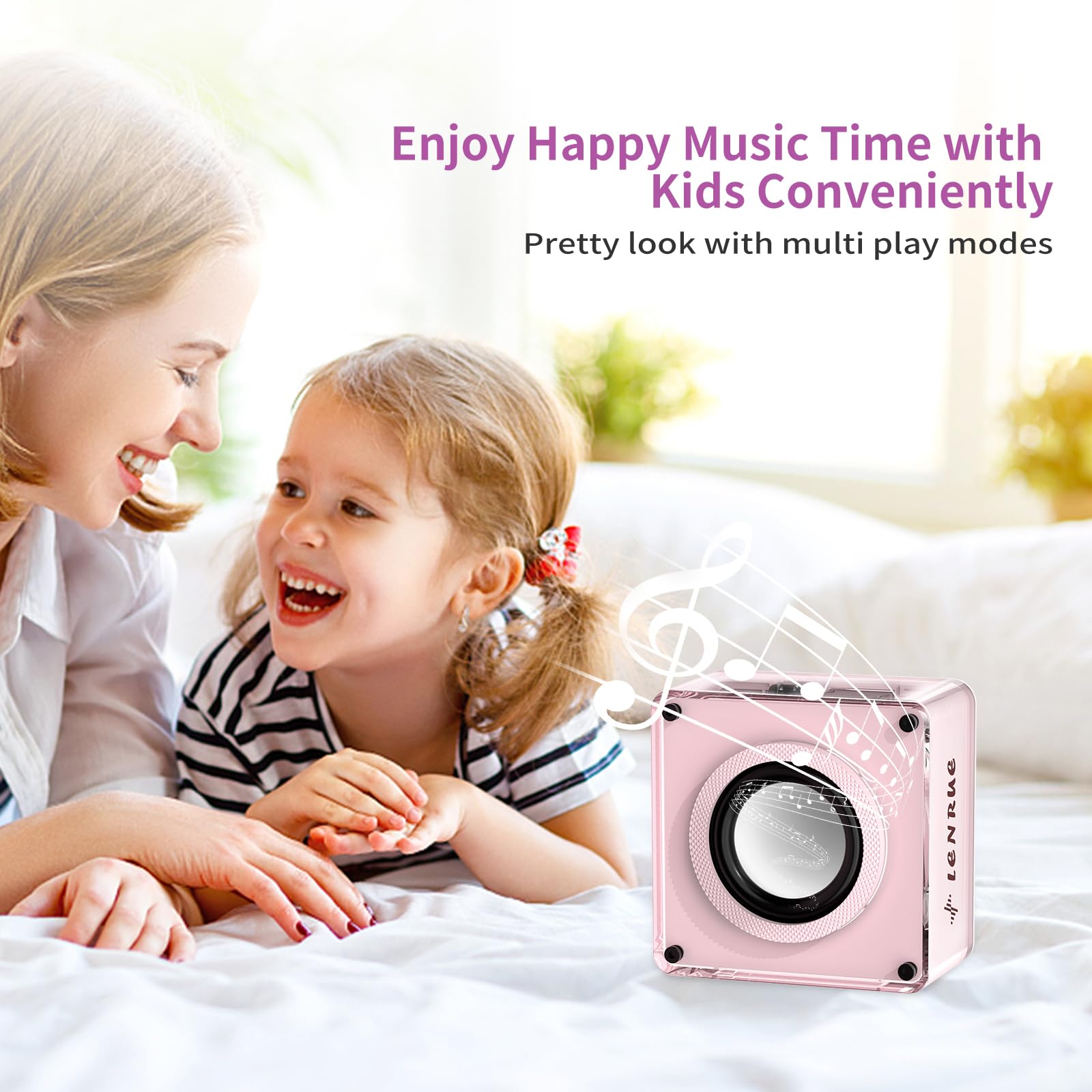 Lenrue Mini Bluetooth Speaker,Wireless Portable Speakers,5W Small Speaker With Clear Sound,Support Tws/Tf Card,Lanyard Design For Hiking, Biking, Trip,Gift For Men/Women/Boys/Girls (Pink)