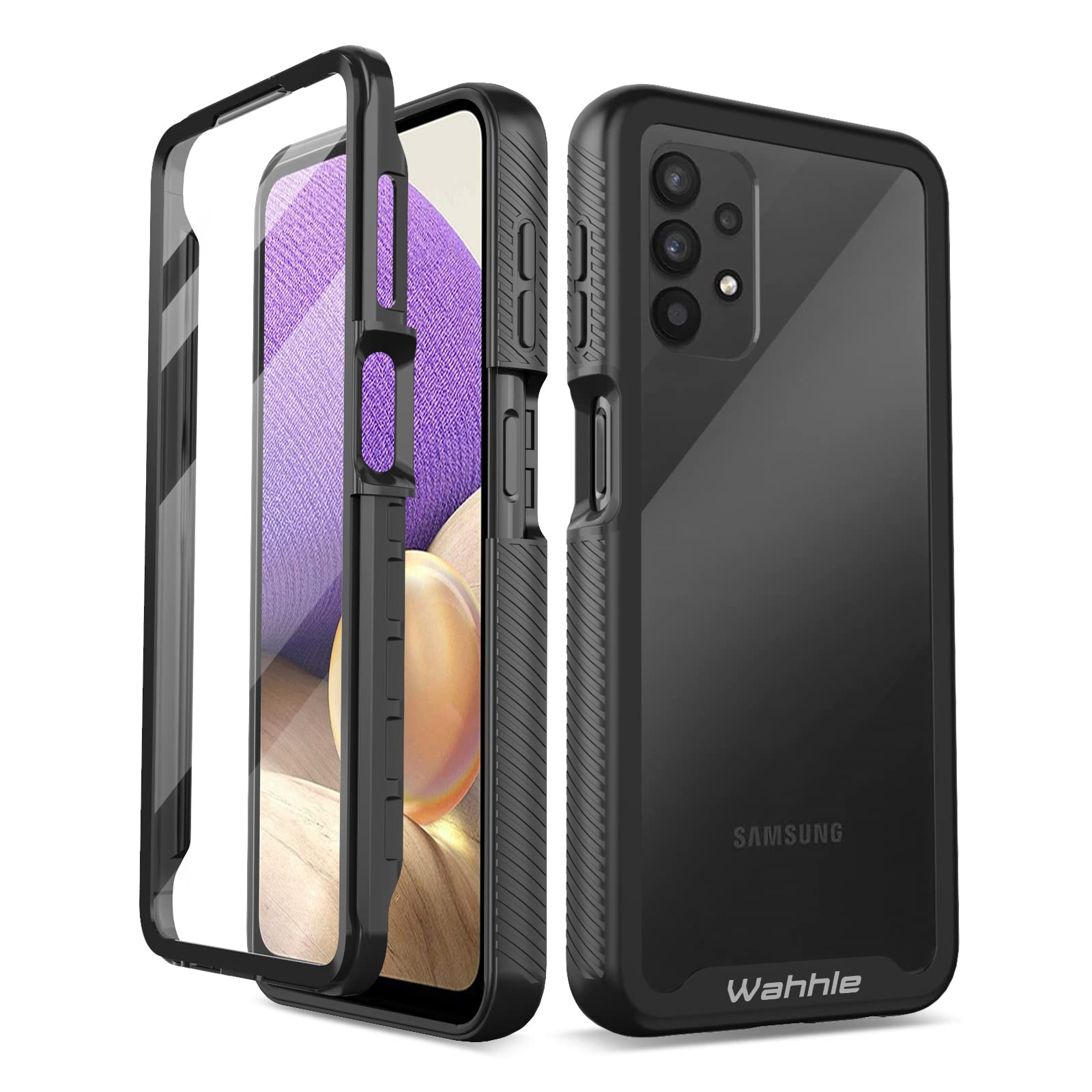 Wahhle Compatible With Samsung Galaxy A32 5G Case, Built In Screen Protector Full Body Shockproof Slim Fit Bumper Protective Pho