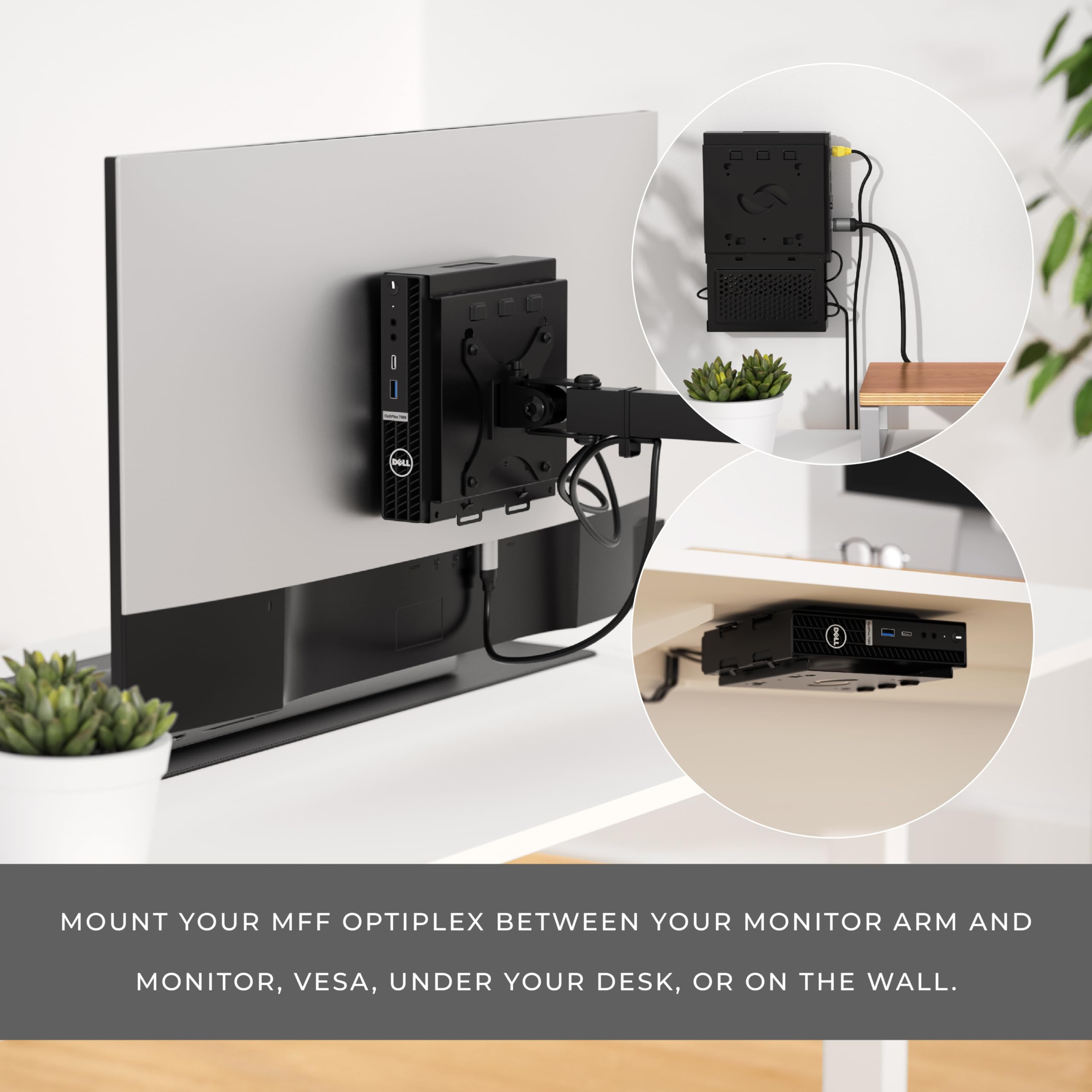 Humancentric Dual Vesa Mount Compatible With Dell Optiplex Micro Mount, Supports Vesa Dell Micro Mount Using Monitor Arm Wall Mount 100X100Mm, Power Supply Holder Sold Separately, Part Number 101 2110