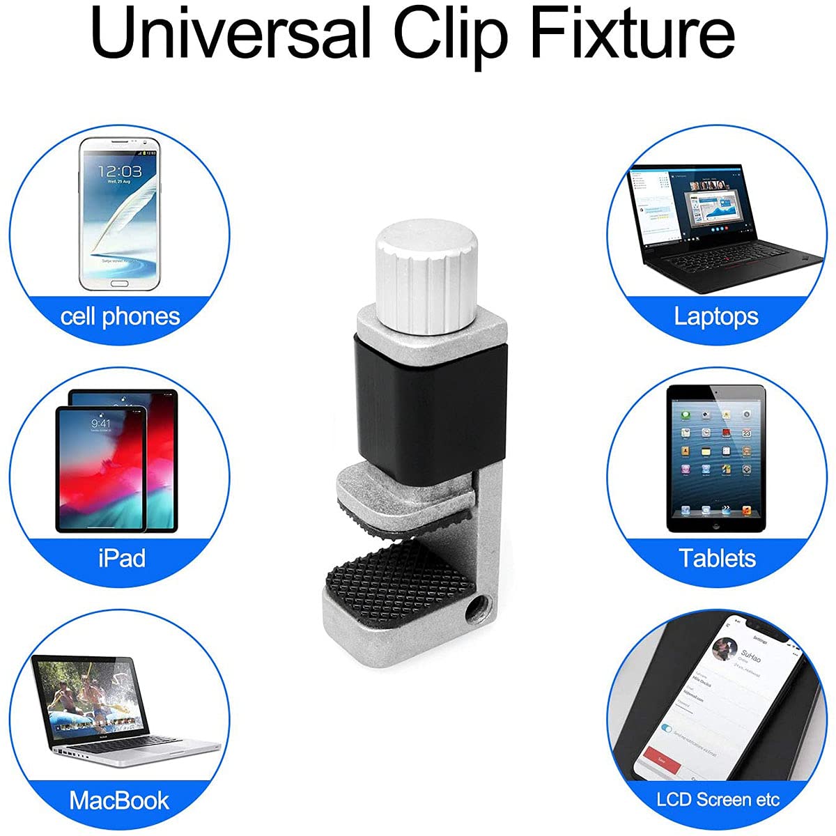 Zzhxsm 4Pcs Phone Screen Clamps 15Mm Max Width Adjustable Bracket Portable Phone Fastening Clamps Clip For Most Phone And Tablet