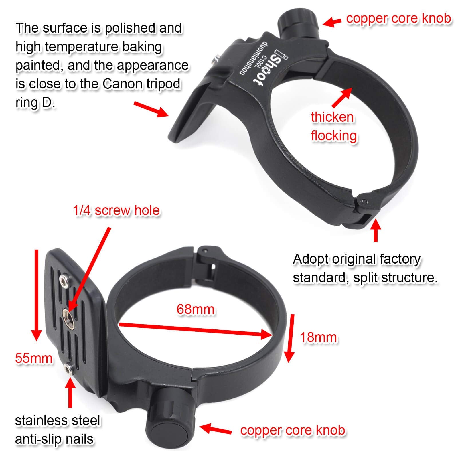 Tripod Mount Ring, Ishoot Lens Collar Support Compatible With Canon Ef 100Mm F/2.8L Macro Is Usm Lens (Replace Canon Tripod Moun