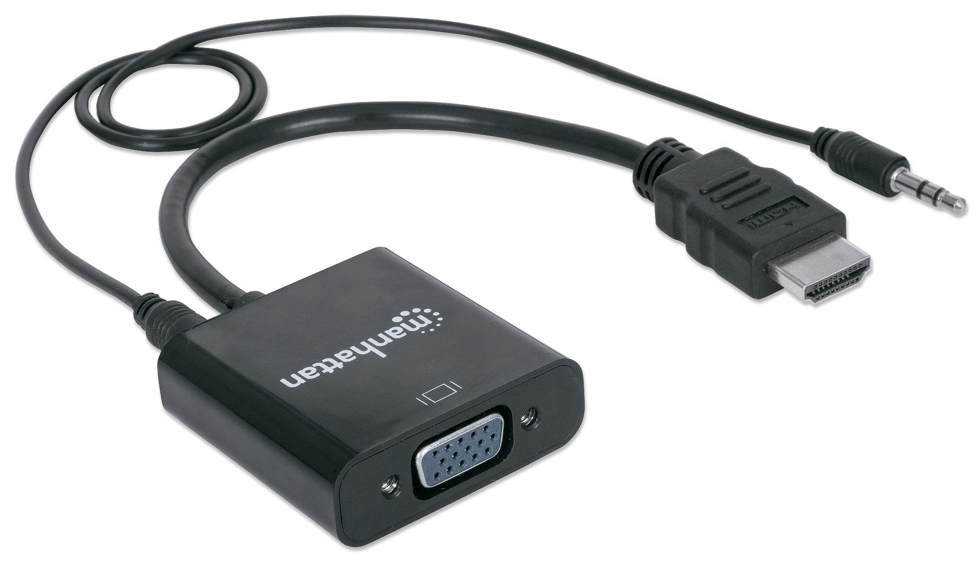 Manhattan HDMI to VGA Adapter Converter - Gold-Plated Male to Female, Optional USB Micro-B Power - Compatible for Computer, Desk