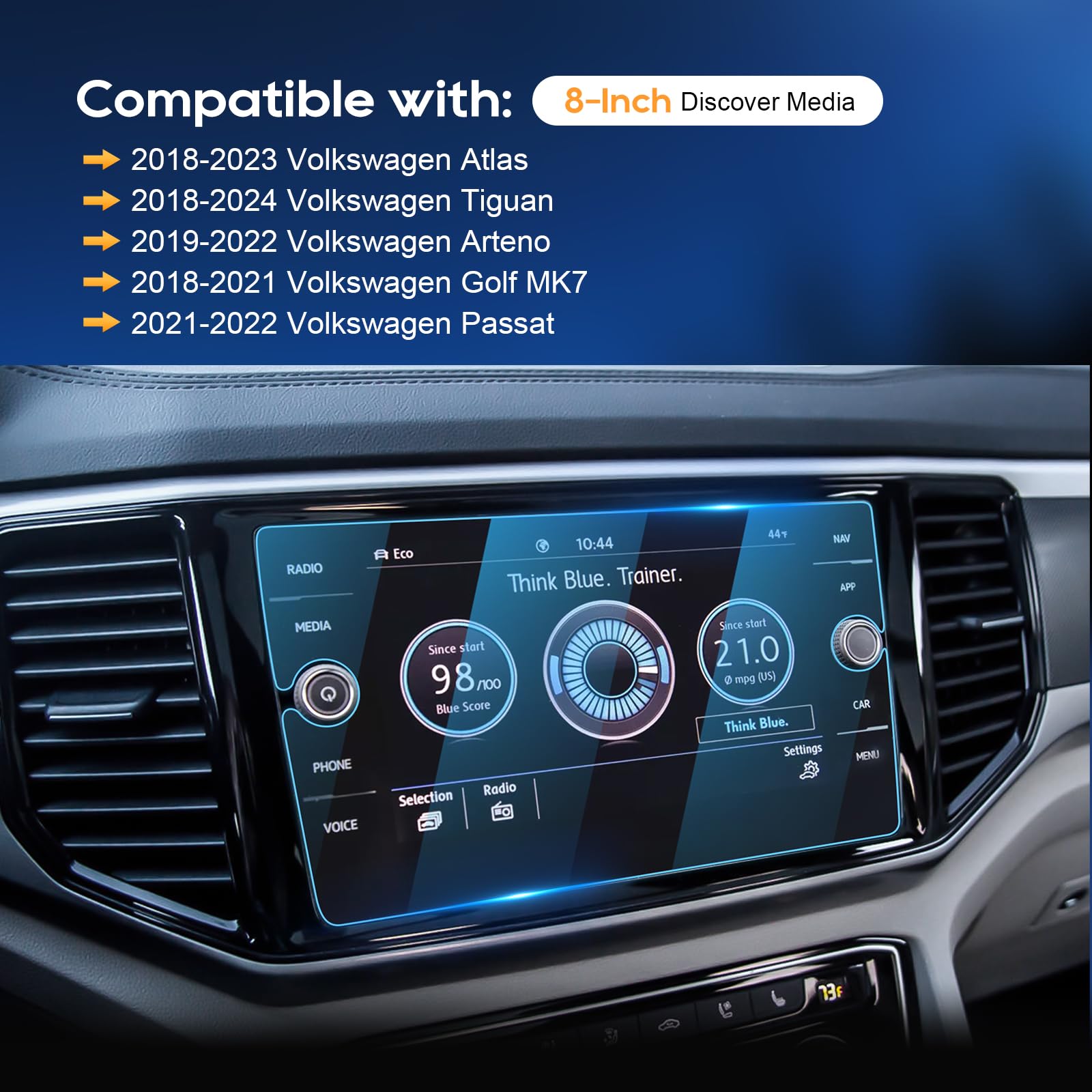 Lfotpp 2018 Volkswagen Atlas 8 Inch Tempered Glass Car Navigation Screen Protector, [9H] Infotainment Screen Center Touchscreen