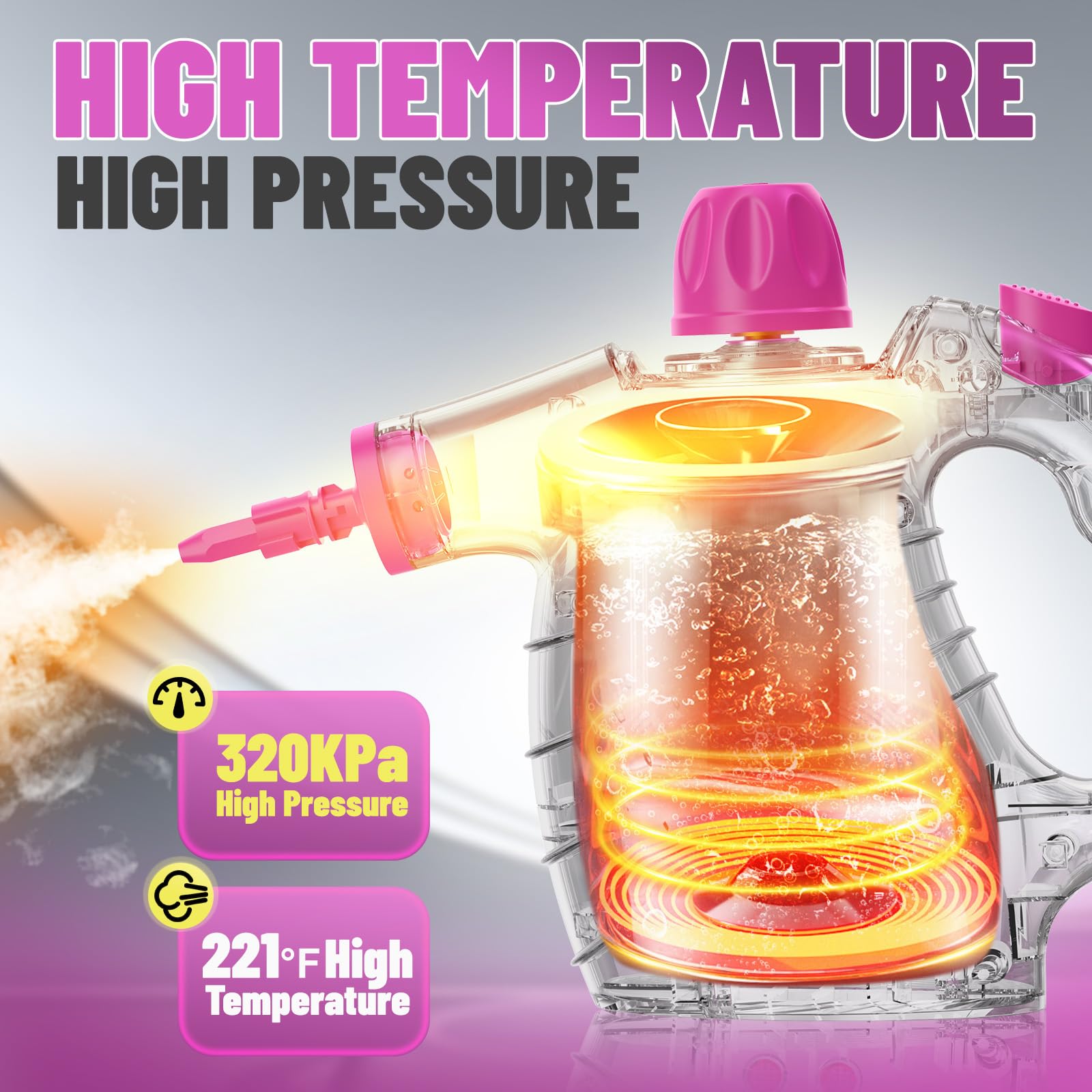 Pressurized Handheld Steam Cleaner With 10Pcs Accessories&Safety Lock, Multi Purpose Natural Deep Cleaning Steamer, Multi Surfac
