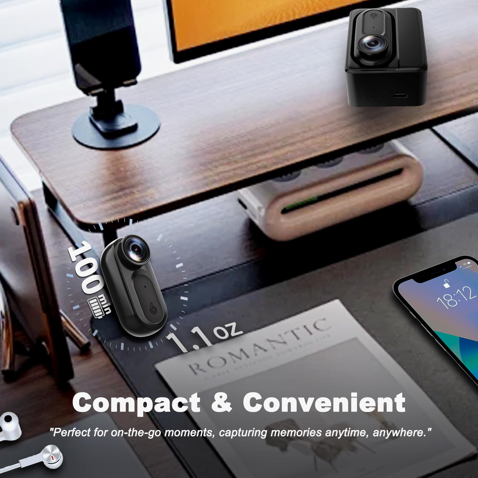 Mini Body Camera Action Cam With Auido & Video Recording -128G Ipx7 Waterproof Thumb Size Hands Free Body Worn Cameras - Wearabl