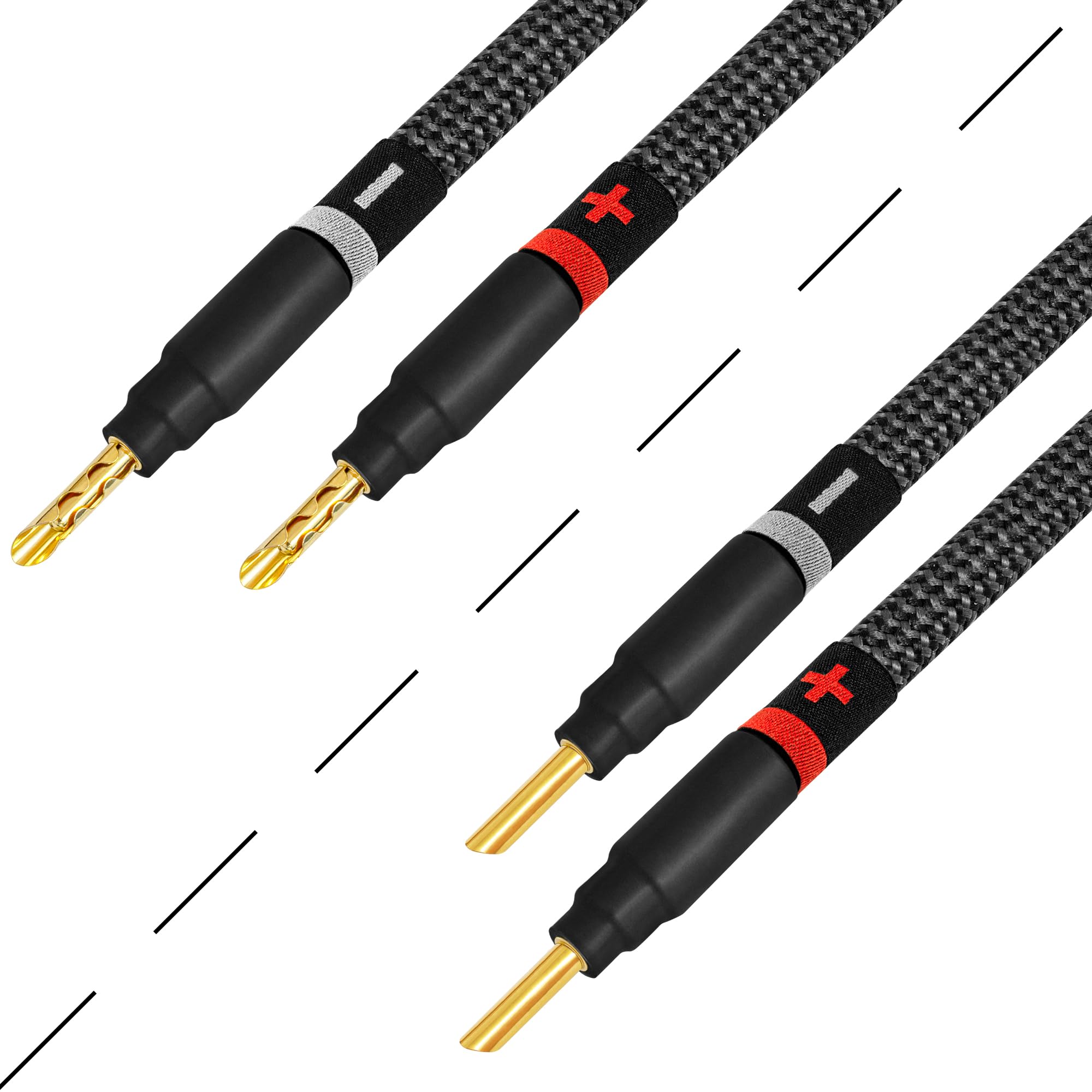 Worlds Best Cables 12 Foot Ultimate   9 Awg   Ultra Pure Ofc   Premium Audiophile Hifi Speaker Cable Pair With Eminence Gold Banana Plugs & Carbon Tweed Jacket