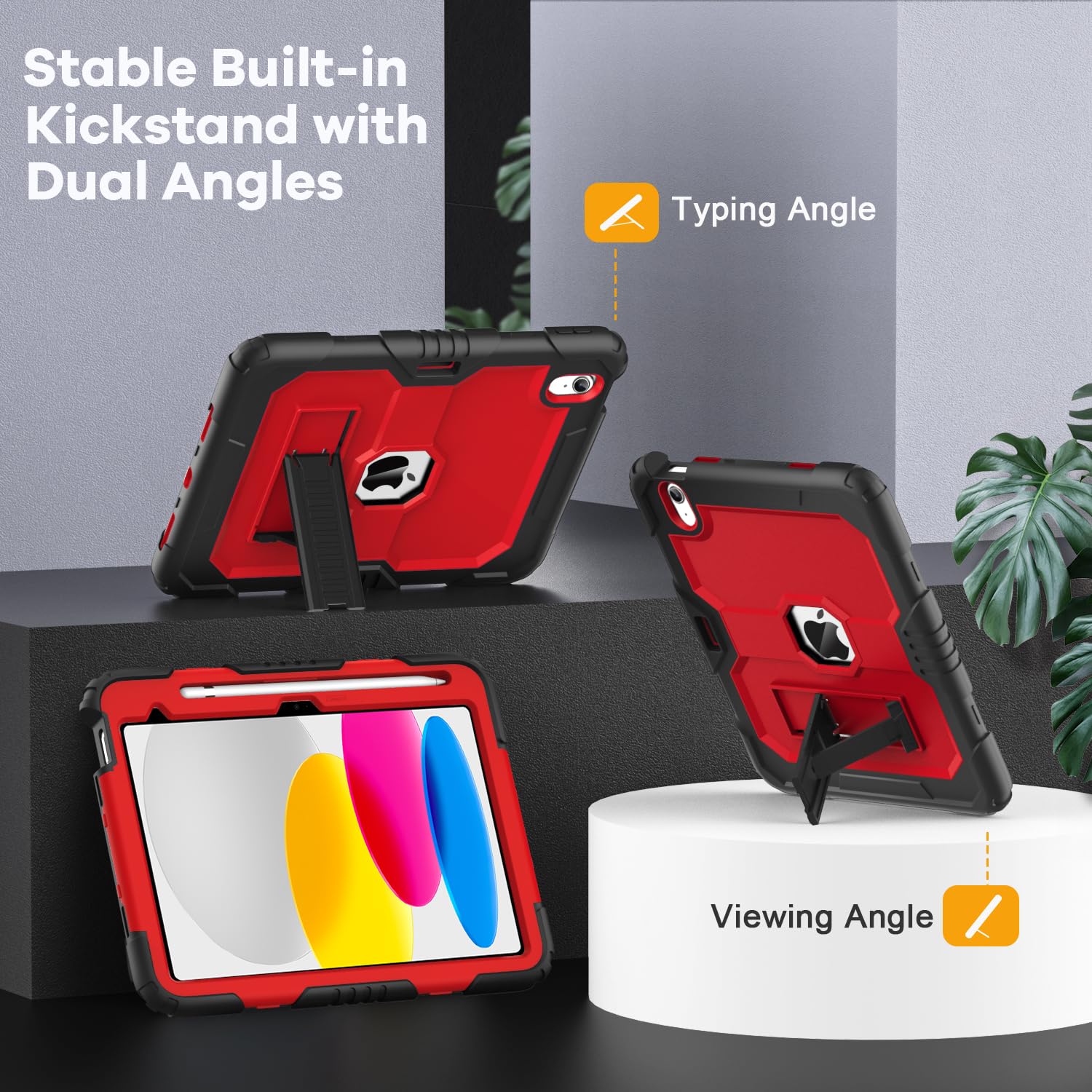 Okp Case For Ipad 10Th Generation 2022, Heavy Duty Shockproof Rugged 10Th Gen Ipad Case With Pencil Holder & Built In Stand, 10.