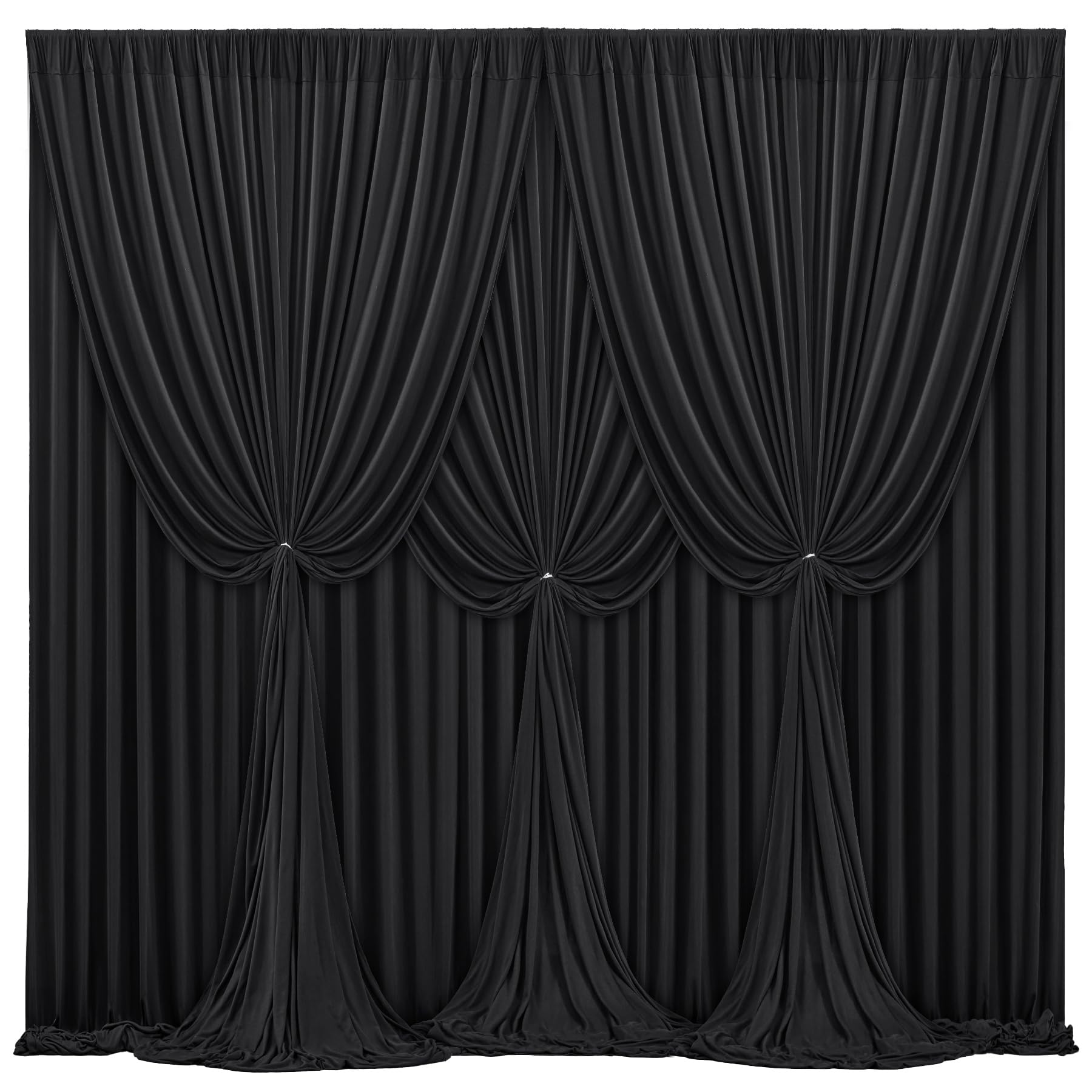 Black Backdrop Curtains For Wedding Parties, 6 Packs Black Backdrop Drapes Wrinkle Free Polyester Wedding Backdrop For Baby Show
