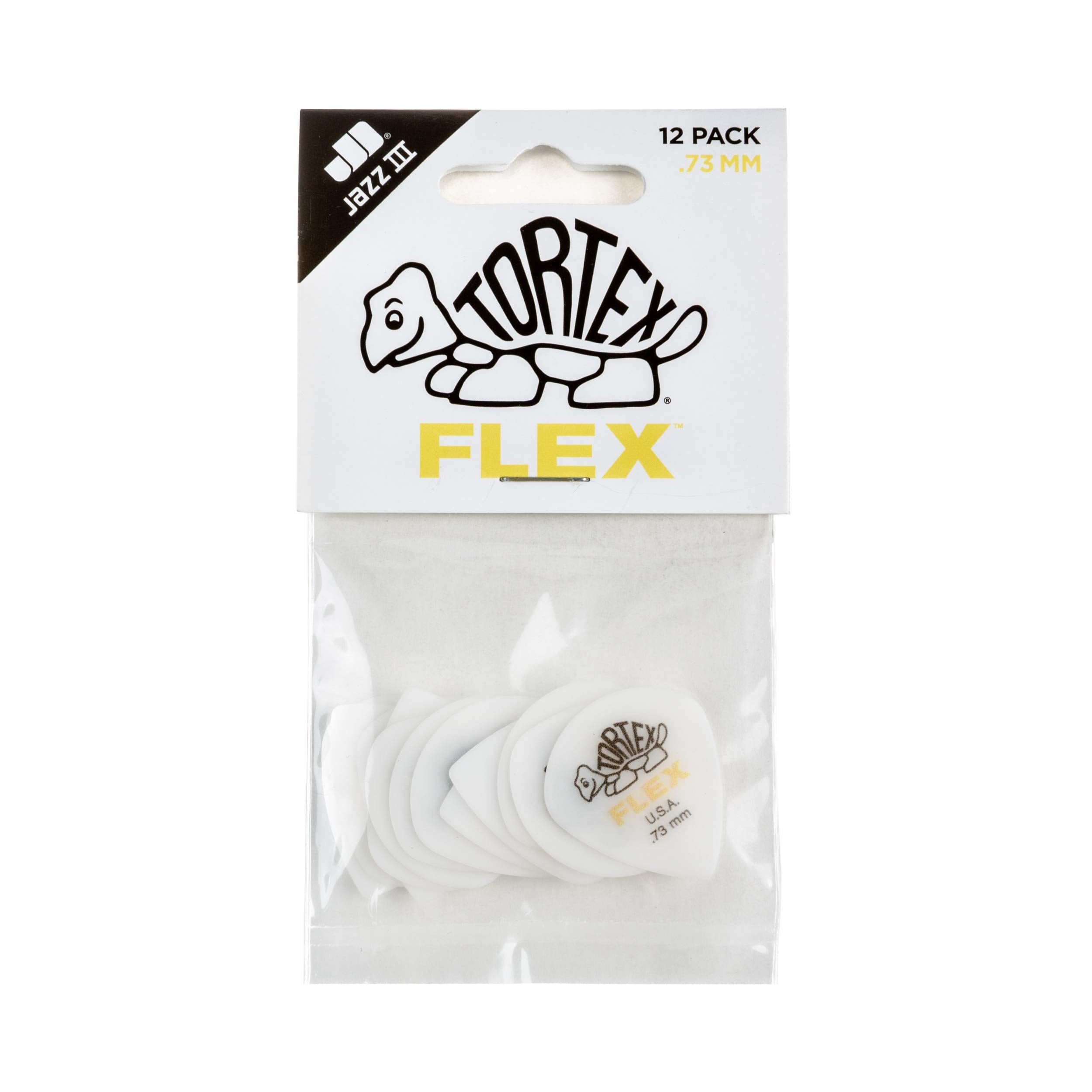 Jim Dunlop Tortex Flex Jazz Iii 73Mm, White Guitar Picks (468P.73)