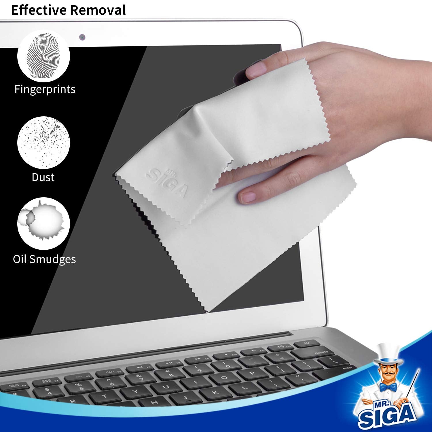 Mr.Siga Premium Microfiber Cleaning Cloths For Lens, Eyeglasses, Screens, Tablets, Glasses, 12 Pack, 6 X 7 Inches (15 X 18 Cm),