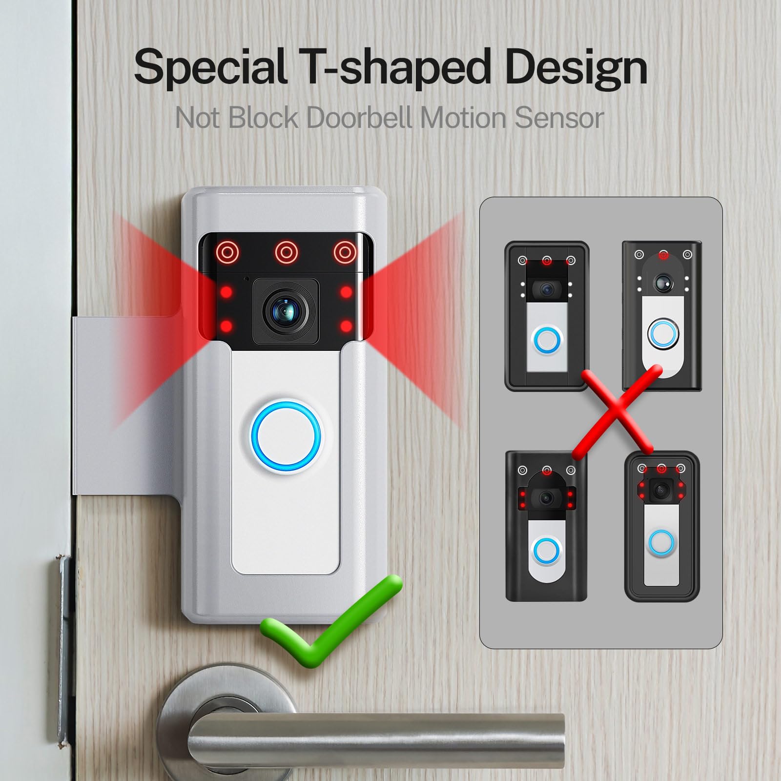 Kimilar All Metal Anti Theft Video Doorbell Mount Compatible With Ring/Blink Wireless Video Doorbell, Not Block Doorbell Motion