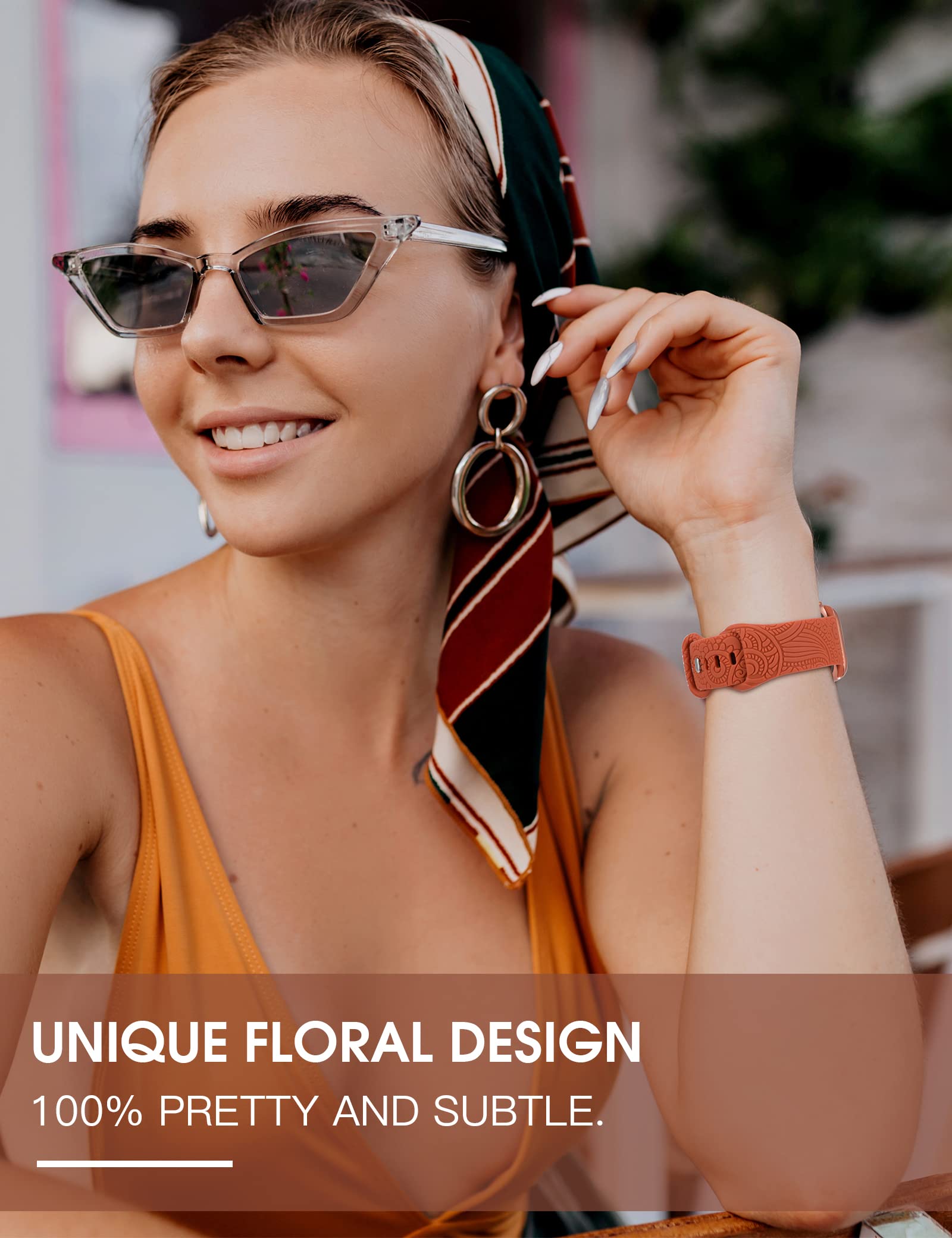 Toyouths Sunflower Engraved Band Compatible With Apple Watch Bands 41Mm 40Mm 38Mm Women Girls, Floral Lace Fancy Fashion Stretch