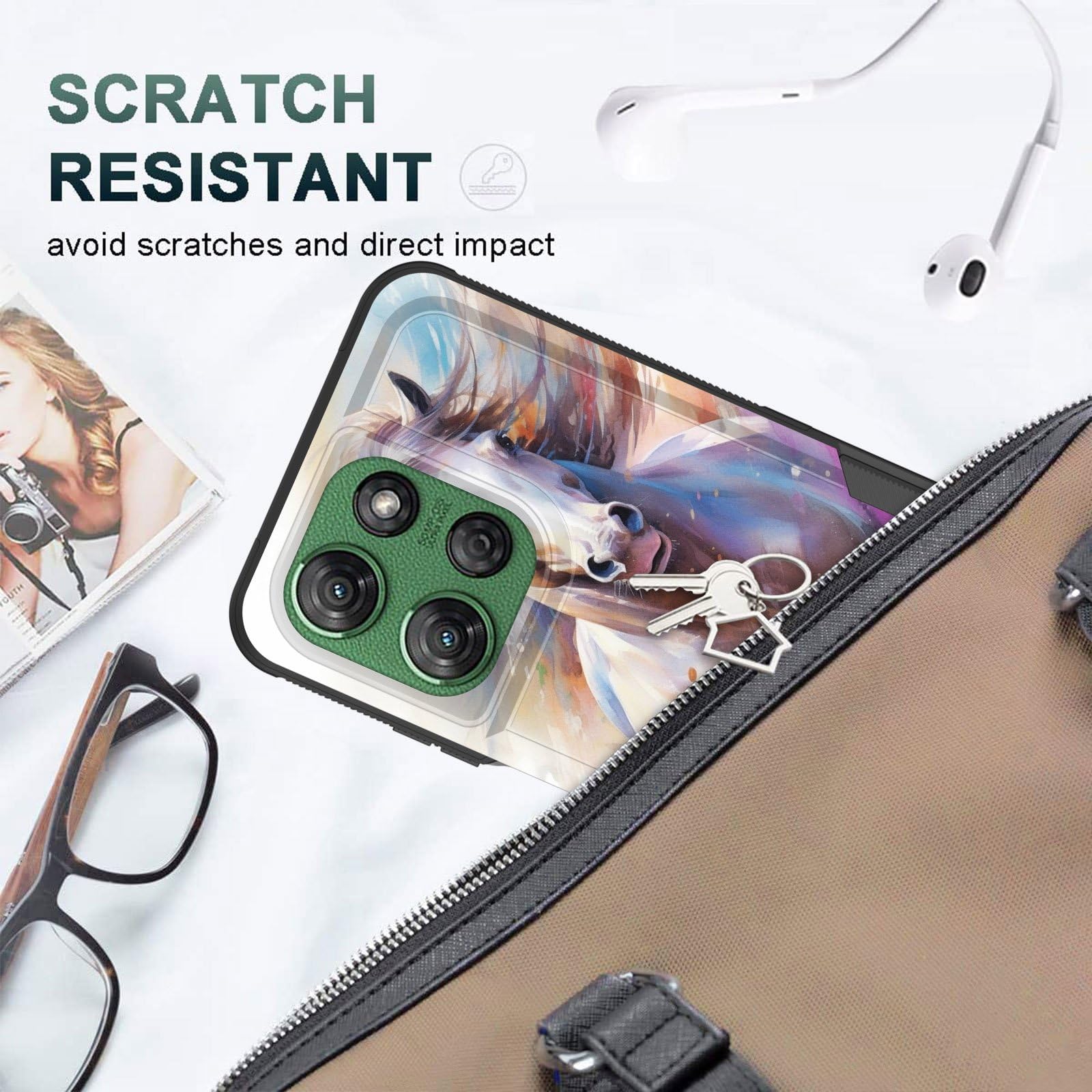 Cicplkse For Moto G 5G 2025 Case,Dual Layer Heavy Duty Hybrid Shockproof Hard Pc Soft Silicone Tpu Bumper Protective Cover Case