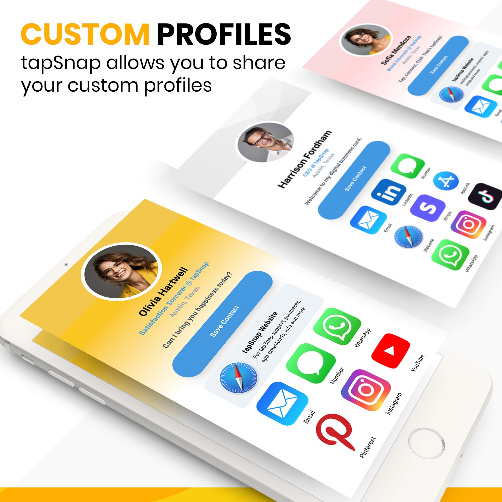 Tapsnap Dot Thin Digital Business Card For Back Of Phone   No Subscription   Instantly Share Contact Info, Socials & More   All