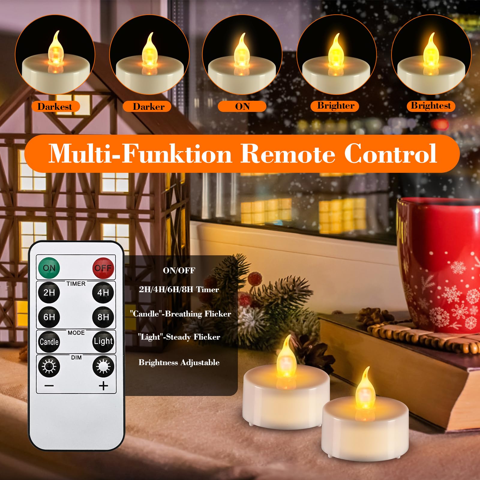 Josu 24Pcs Led Votive Tealight With 2/4/6/8 H Timer And Remote, Mini Battery Operated Candles For Wedding Anniversary Tea Theme