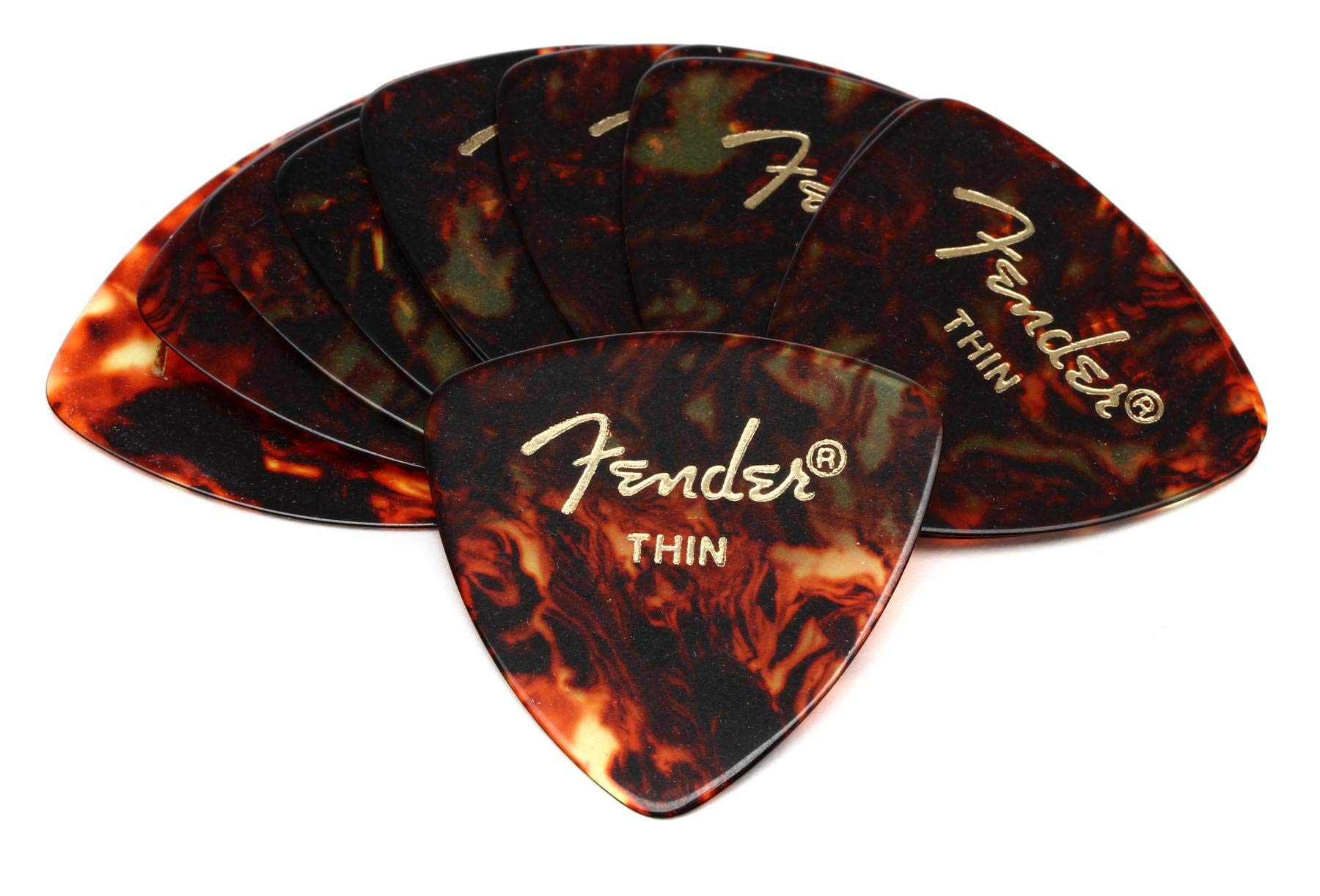 Fender Classic Celluloid Guitar Picks 346 Shape, Tortoise Shell, Thin, 12 Pack