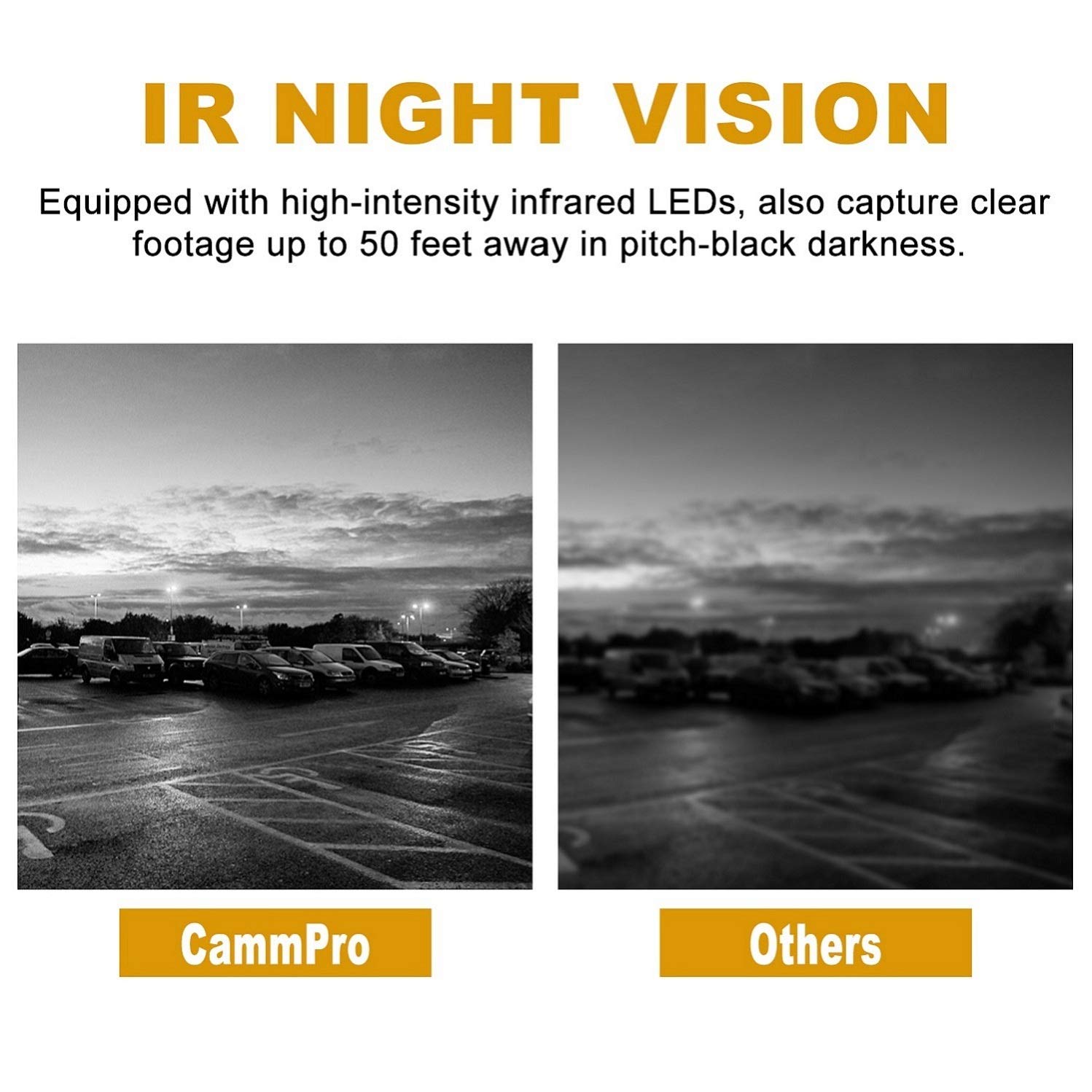 CammPro I826 1296P HD Waterproof Body Camera with 128GB Memory, Night Vision, GPS, Audio Recording - Black, Wearable for Law Enforcement