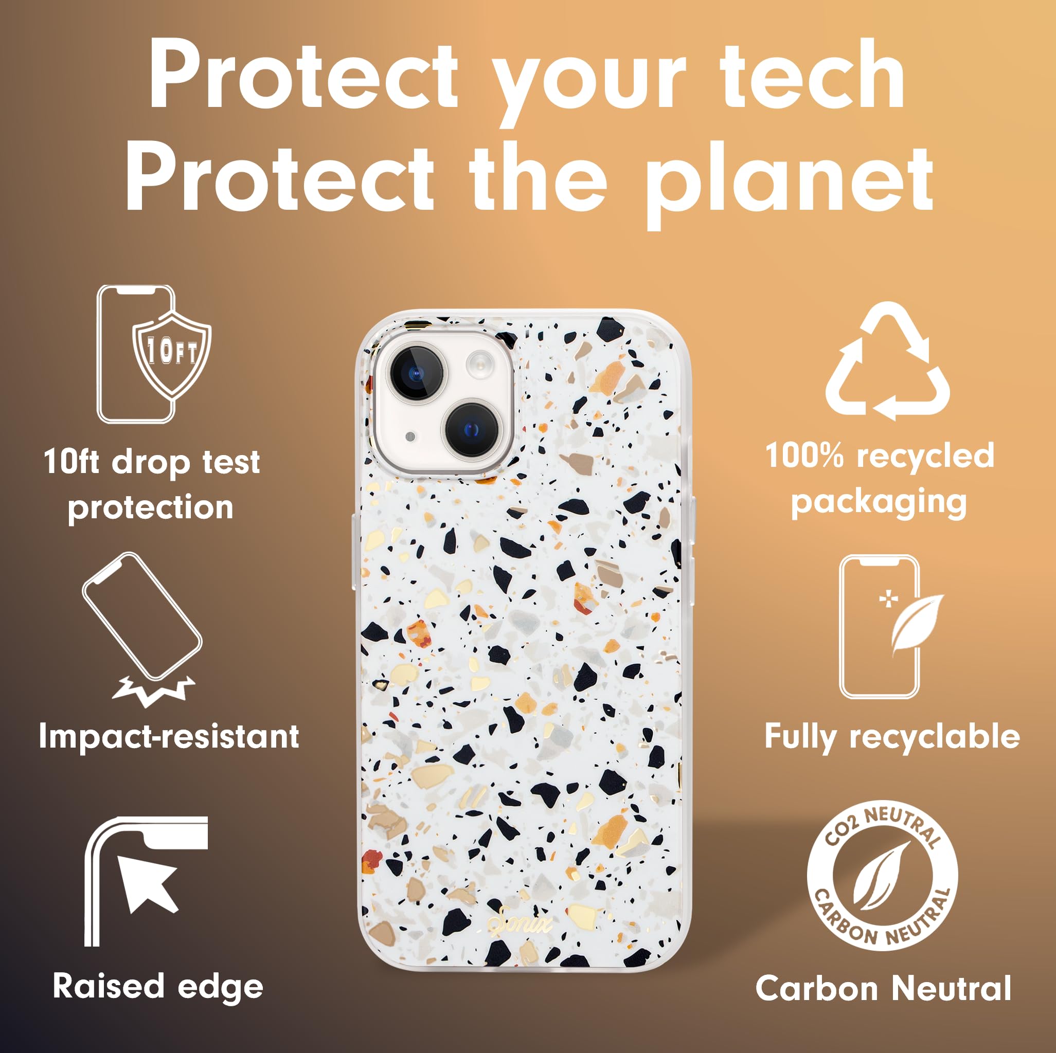 Sonix Case For Iphone 15, 14, 13 | Compatible With Magsafe | 10Ft Drop Tested | Marble Terrazzo Confetti