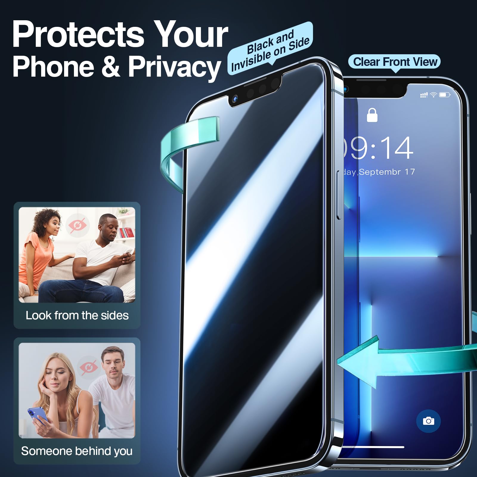 Smartdevil 2 Pack Privacy Screen Protector For Iphone 13 Pro Max/14 Plus (6.7 Inch) With Easy Installation Frame, 9H Anti Spy Pr