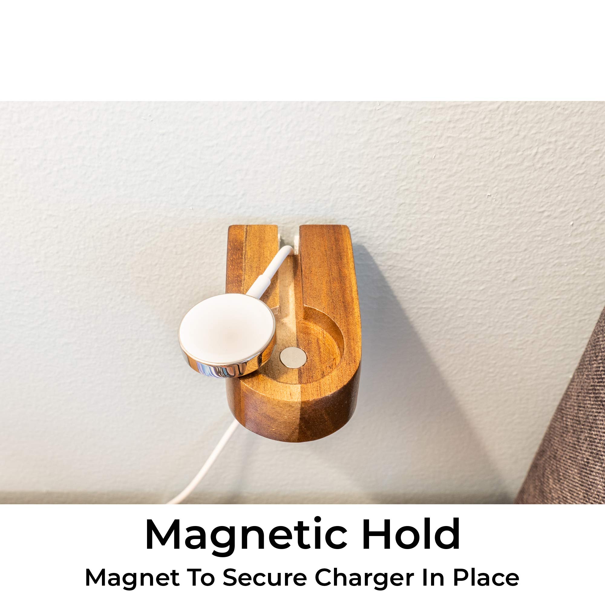 Wall Charging Stand For Apple Watch Series 9   Wooden Charging Dock   Wood Charging Station For Iwatch   Simply Stick To Wall Wi