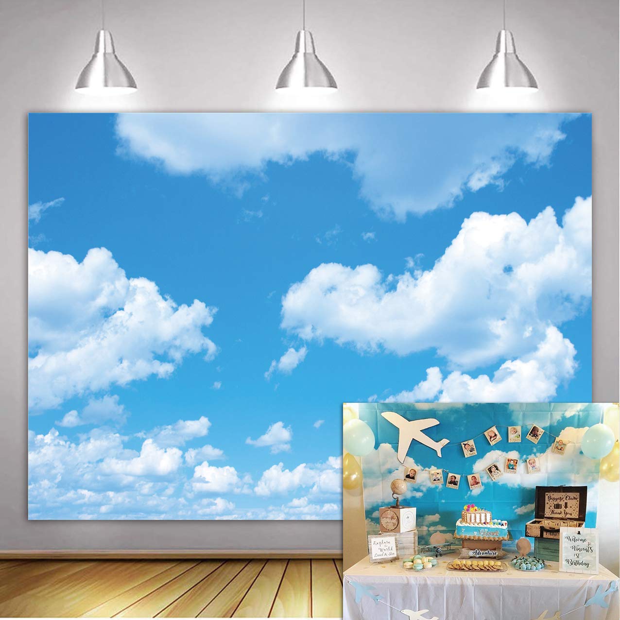 Gya 7X5Ft Blue Sky White Clouds Photo Background Sunshine Sky Clouds Theme Photography Backdrop Adventure Travel Booth Wedding P