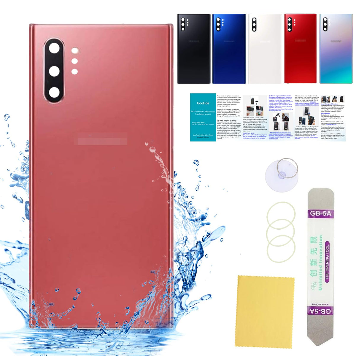 Uoofide Compatible For Samsung Galaxy Note 10 Plus Back Glass Cover Replacement 6.8 Inches Sm N975U All Carriers With Installati