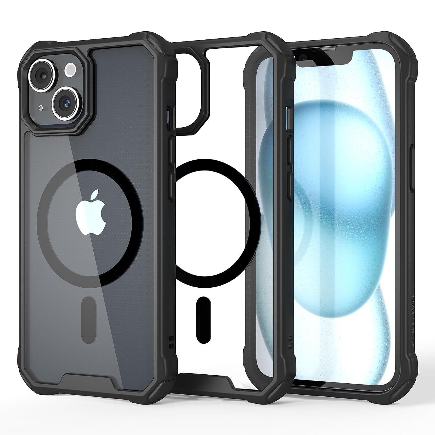 Raptic Air Magnetic For Iphone 15 Case, Shockproof Protective Clear Case, Military Grade 10Ft Drop Tested, Anti Yellowing Techno