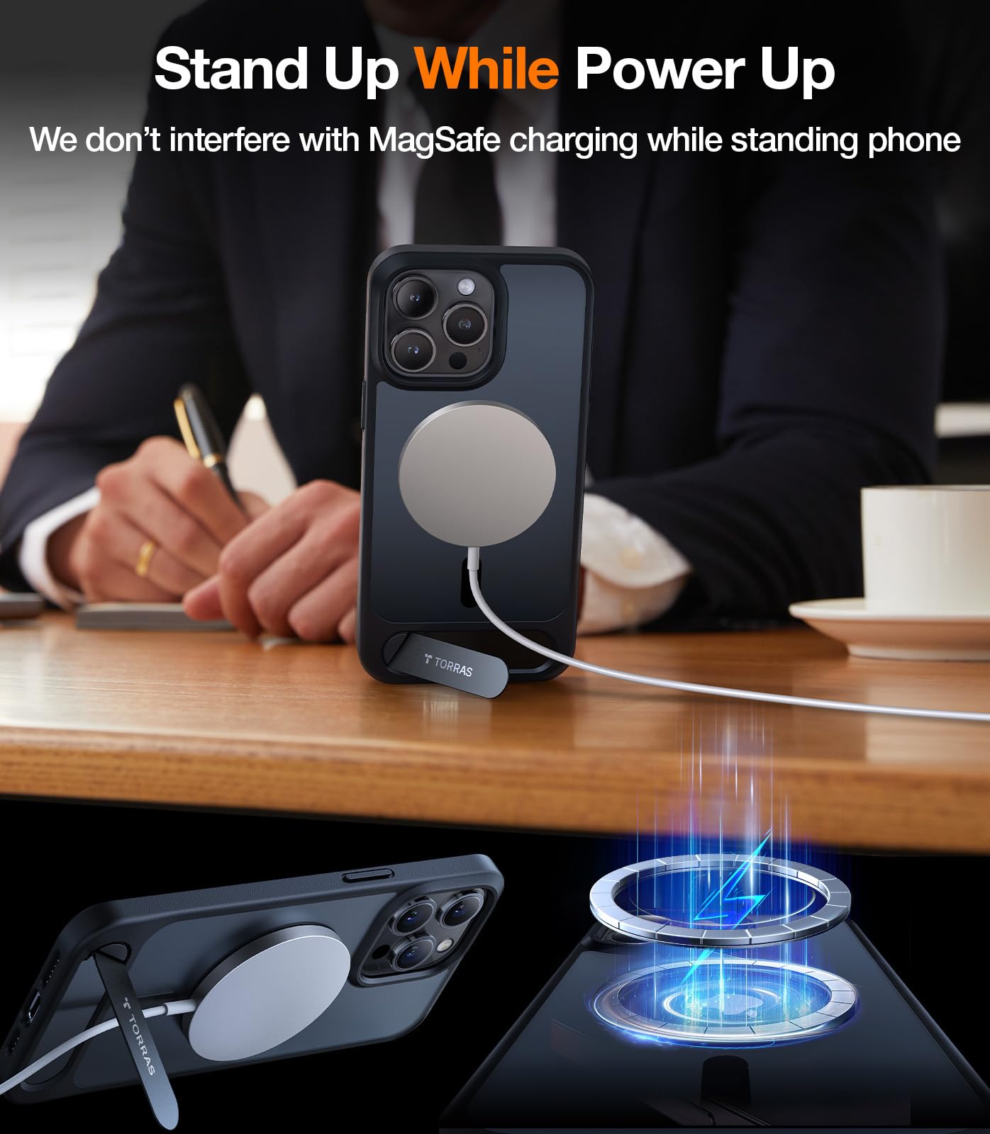 Torras Upgraded Magnetic & Stand For Iphone 14 Pro Case [Military Grade Drop Tested] [Compatible With Magsafe] Slim Thin Light F
