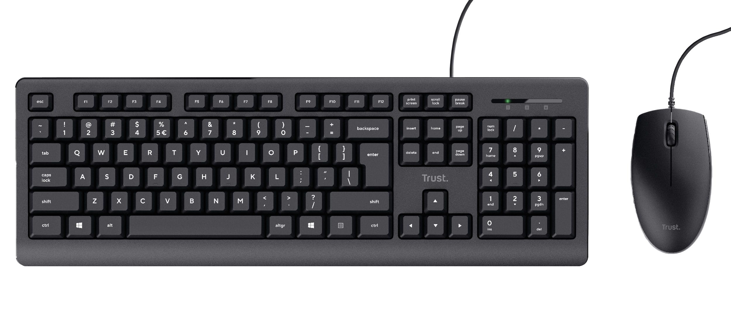 Trust TKM-250 USB Keyboard and Mouse Set Wired German QWERTZ Layout Liquid Proof
