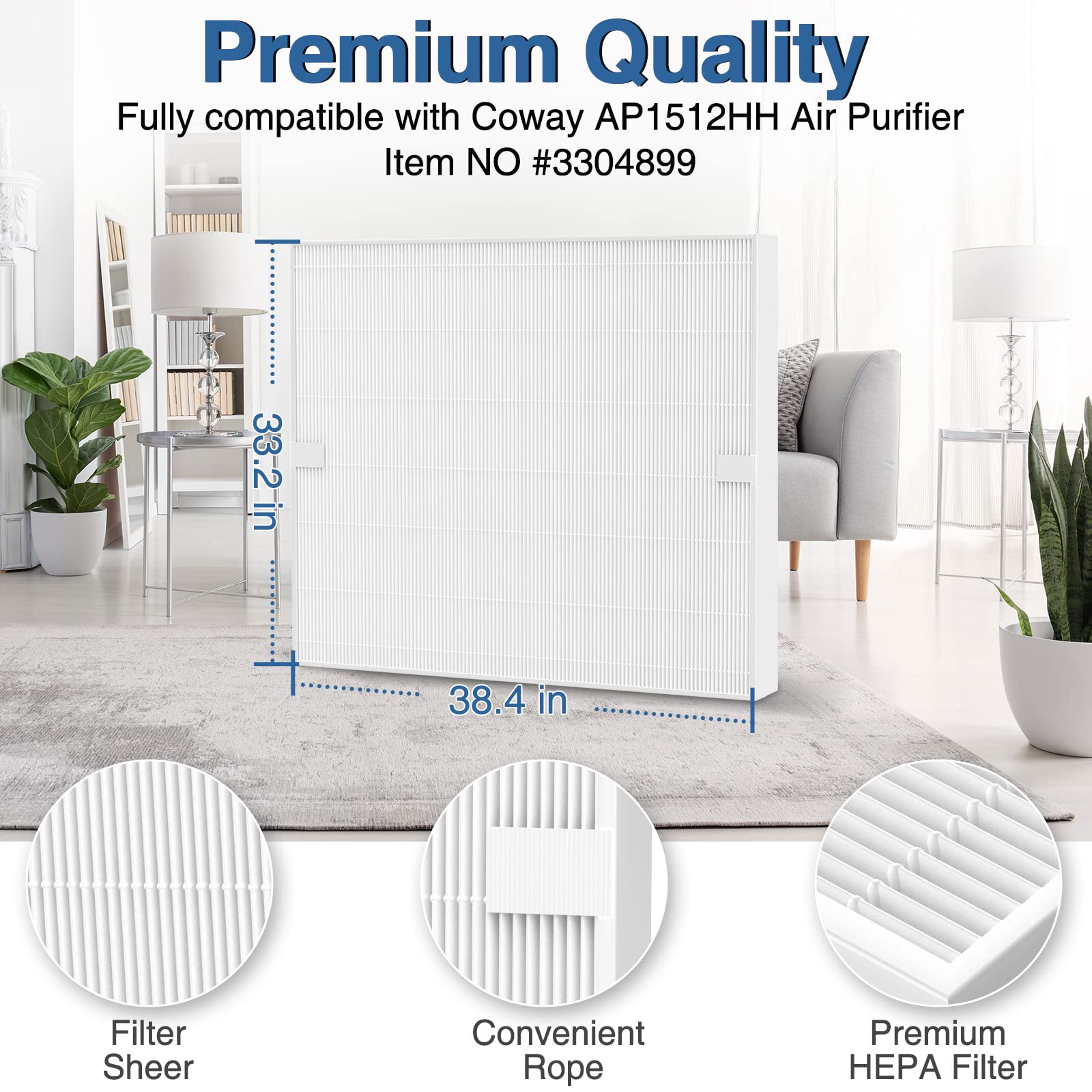 Ap 1512Hh H13 True Hepa Replacement Filter For Coway Ap 1512Hh Ap1512Hh Mighty Air Purifier, Ap 1512Hh Fp Item No #3304899, 4 Pa