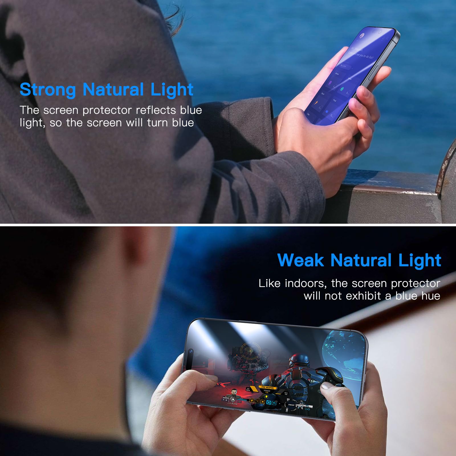 Uyiton For Iphone 13 Pro Max/14 Plus Screen Protector (Anti Blue Light)   [Easy Fit] Shatterproof Full Coverage [Case Friendly]