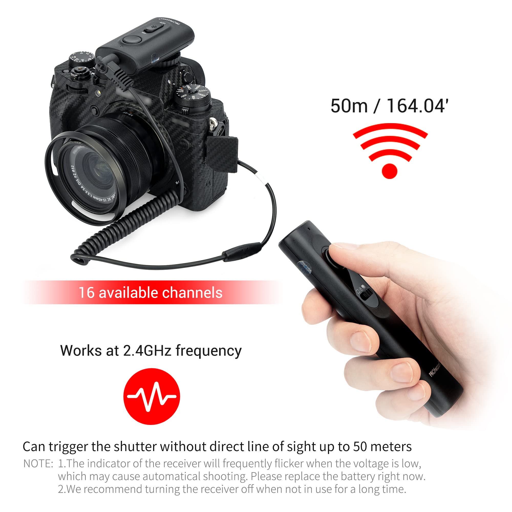 Profezzion [164'] Wireless Shutter Release Remote Control For Olympus Om 1 Mark Ii Om 5 Om D E M1 E M5 Mark Iii Mark Ii E M1X Ca