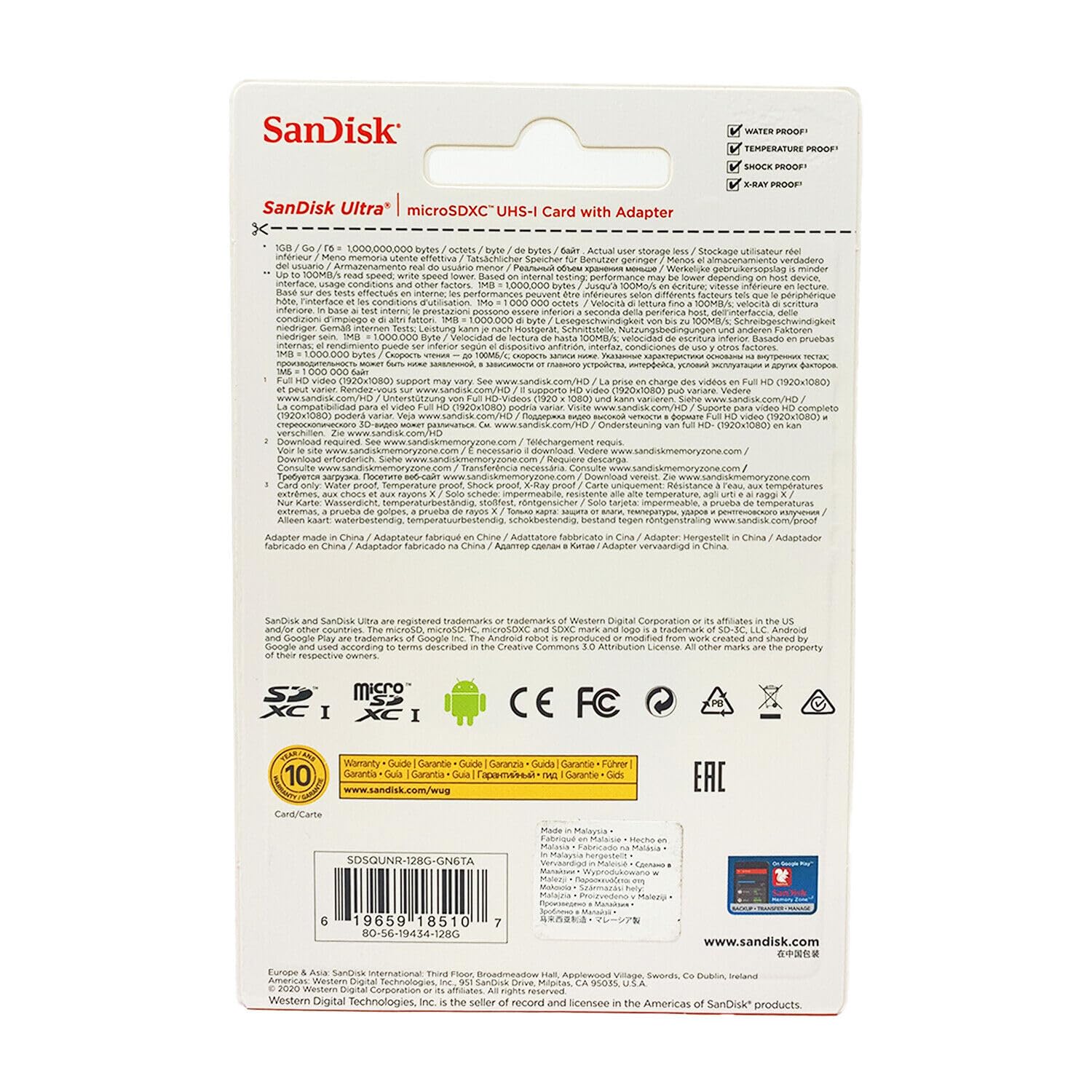 Sandisk Ultra Microsd Flash Memory 128Gb Microsdxc Uhs I Class 10