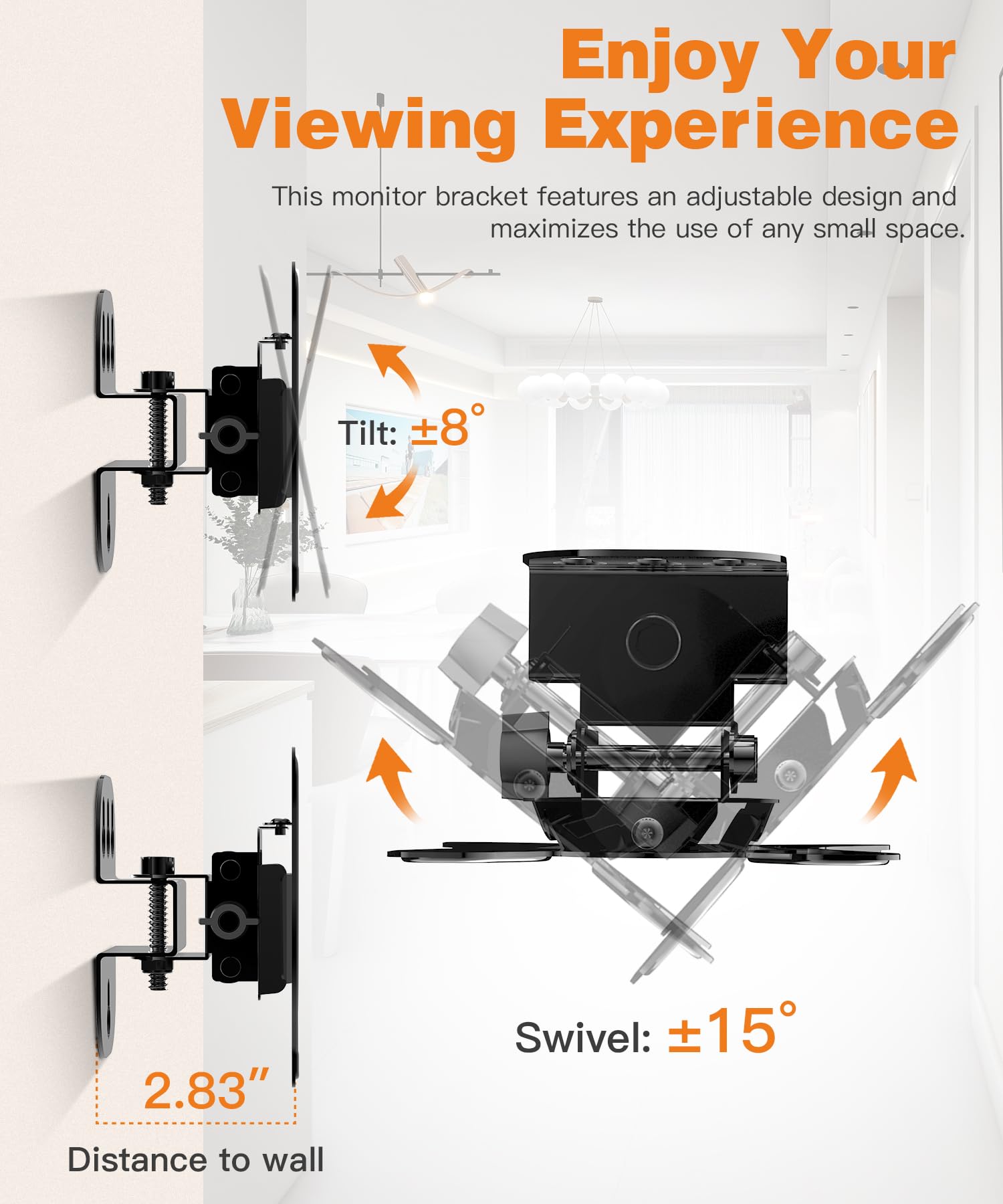 Small Monitor Tv Wall Mount, Rv Wall Mount Bracket With Swivel Tilt Adjustable, Low Profile Fits Most 13 14 17 19 20 22 23 24 27